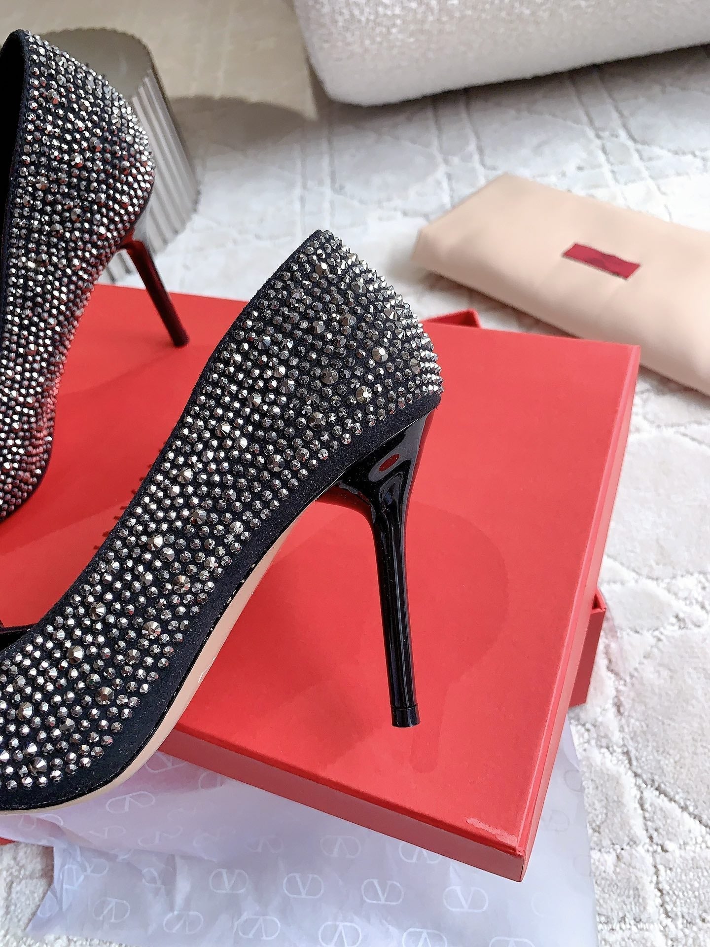 High-heels Pump Crystals 10cm Black With Crystals - 35