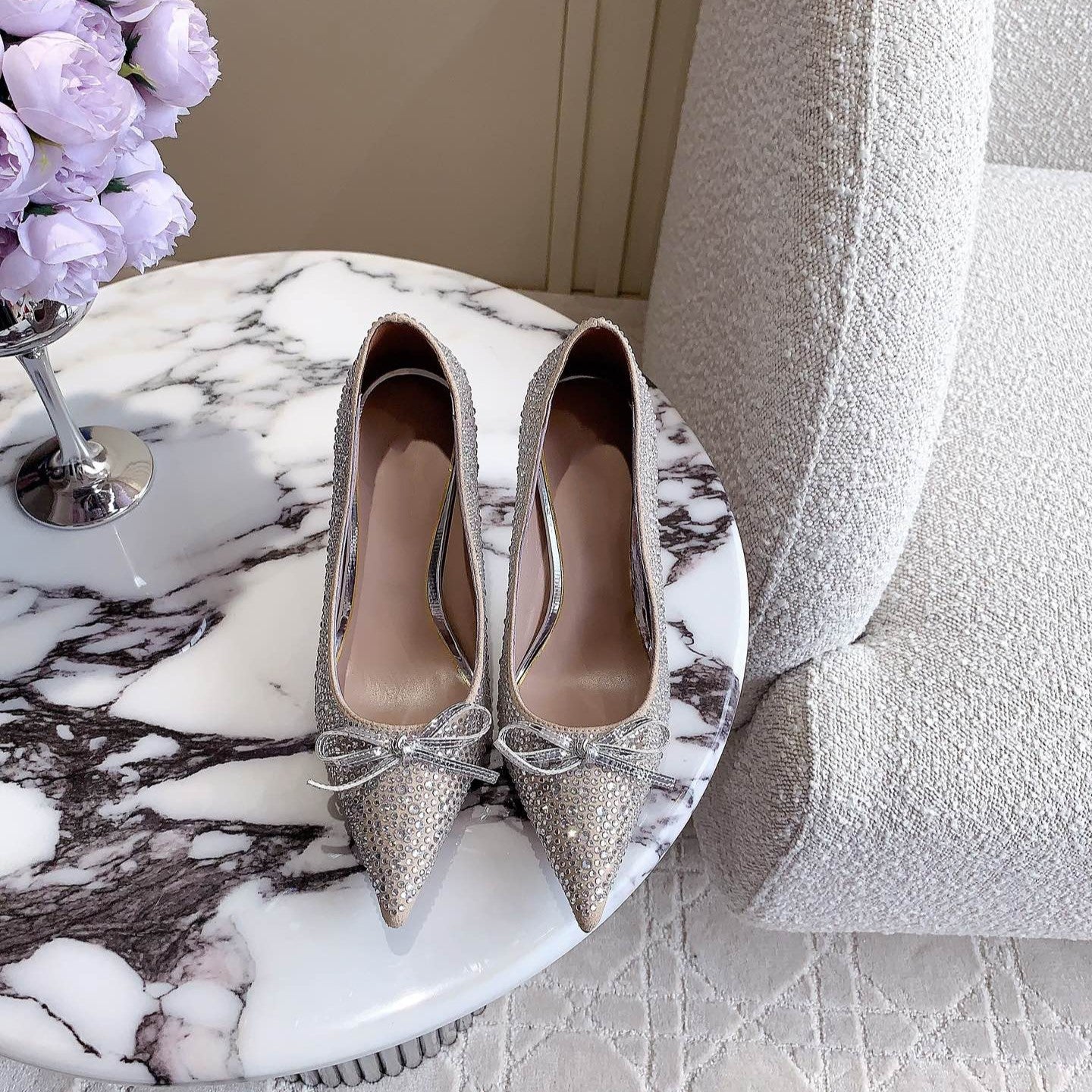 High-heels Pump Crystals 10cm Rose Cannelle With Crystals - 35