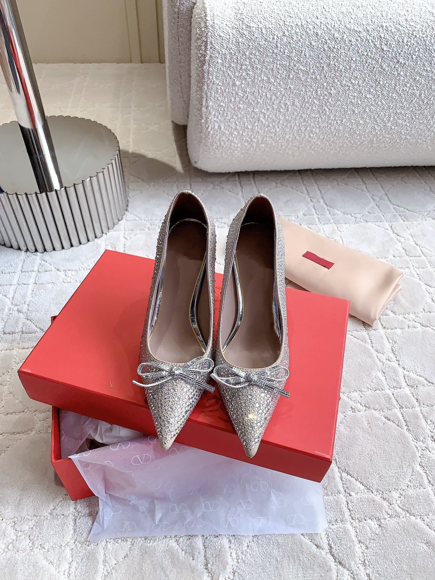 High-heels Pump Crystals 10cm Rose Cannelle With Crystals - 35