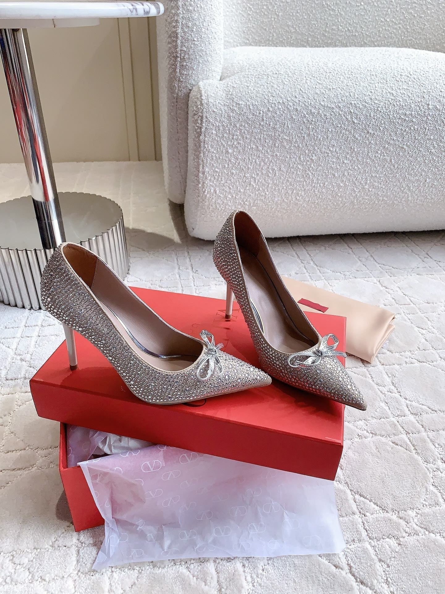 High-heels Pump Crystals 10cm Rose Cannelle With Crystals - 35