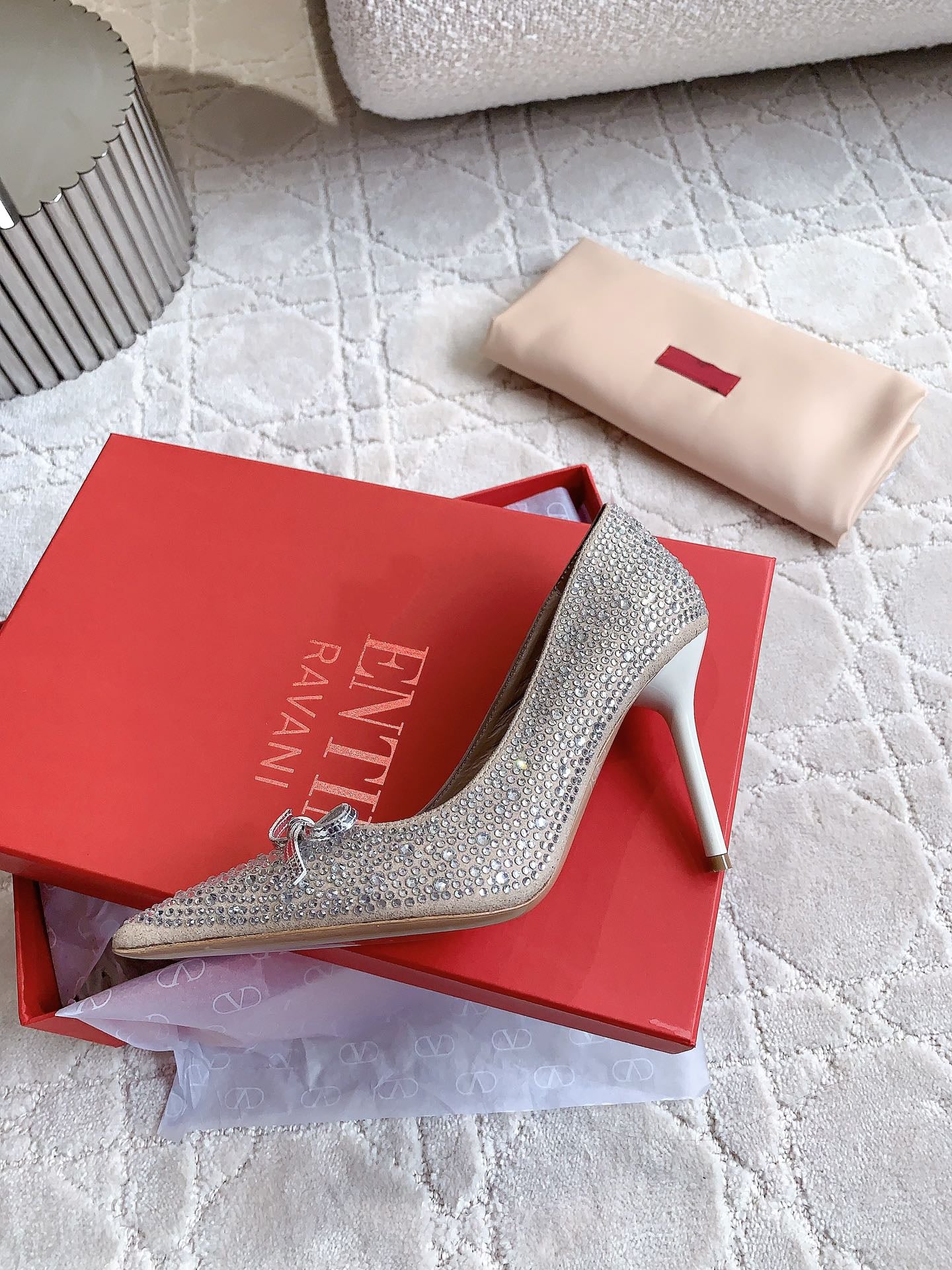 High-heels Pump Crystals 10cm Rose Cannelle With Crystals - 35