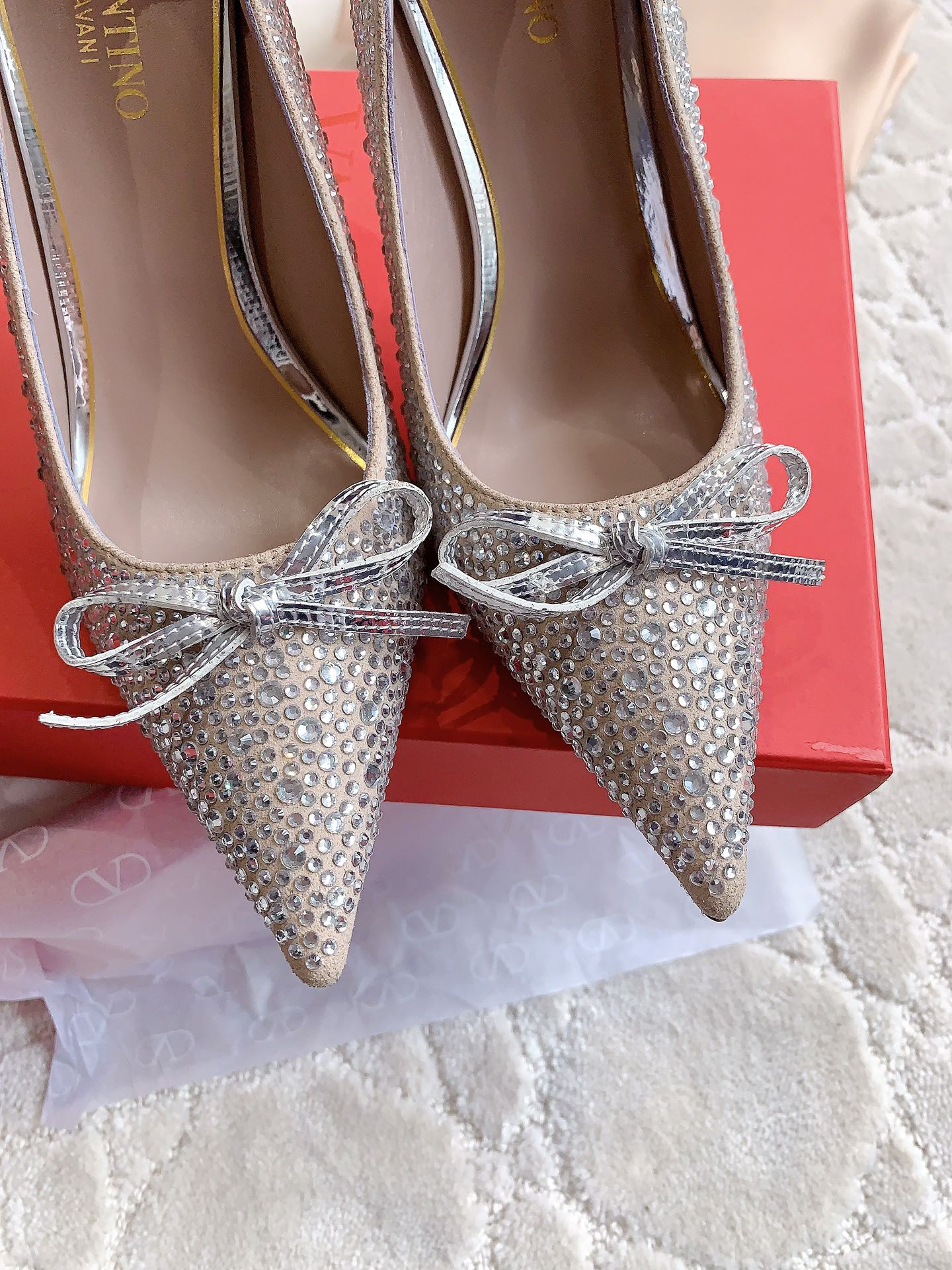 High-heels Pump Crystals 10cm Rose Cannelle With Crystals - 35