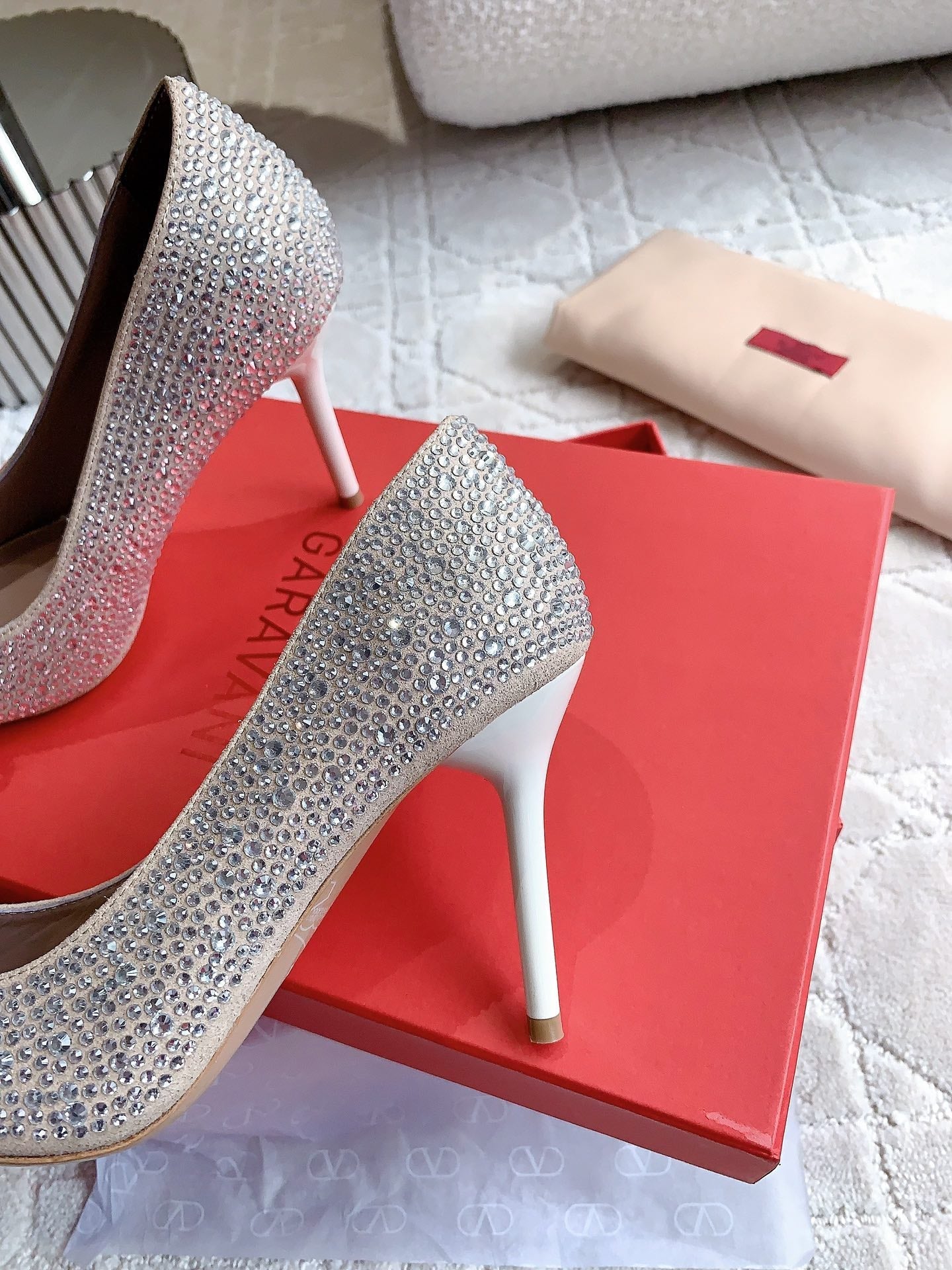 High-heels Pump Crystals 10cm Rose Cannelle With Crystals - 35