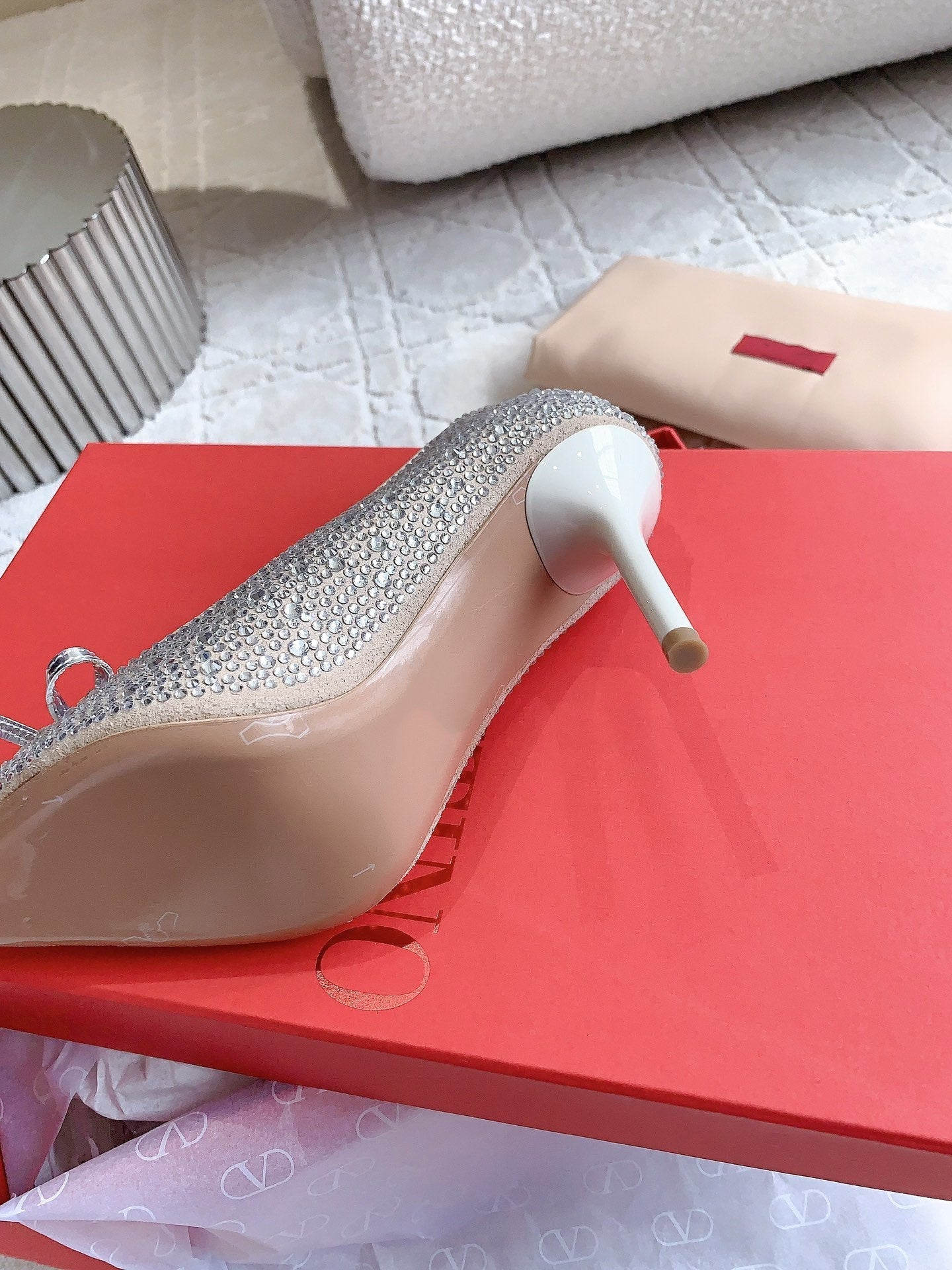 High-heels Pump Crystals 10cm Rose Cannelle With Crystals - 35