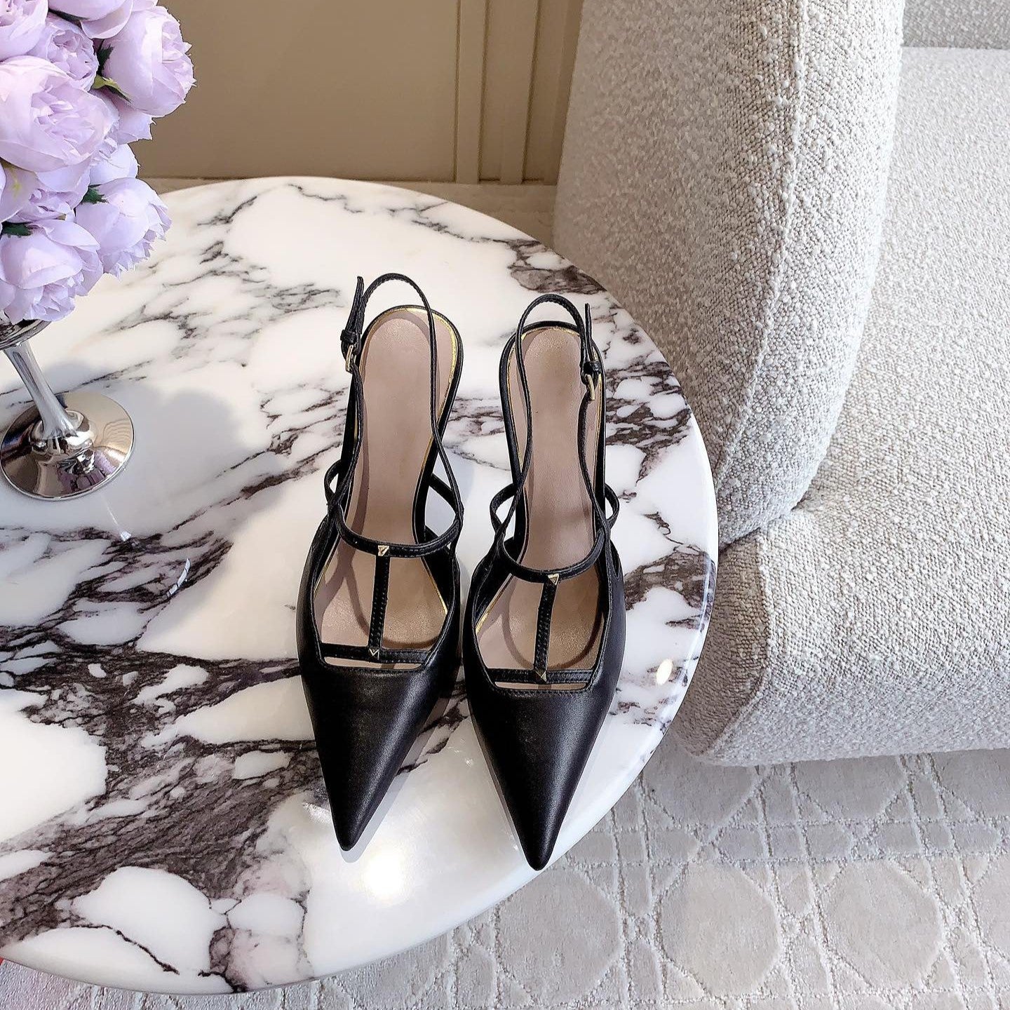 2 Rockstud Slingback 90mm Matte Black - 35