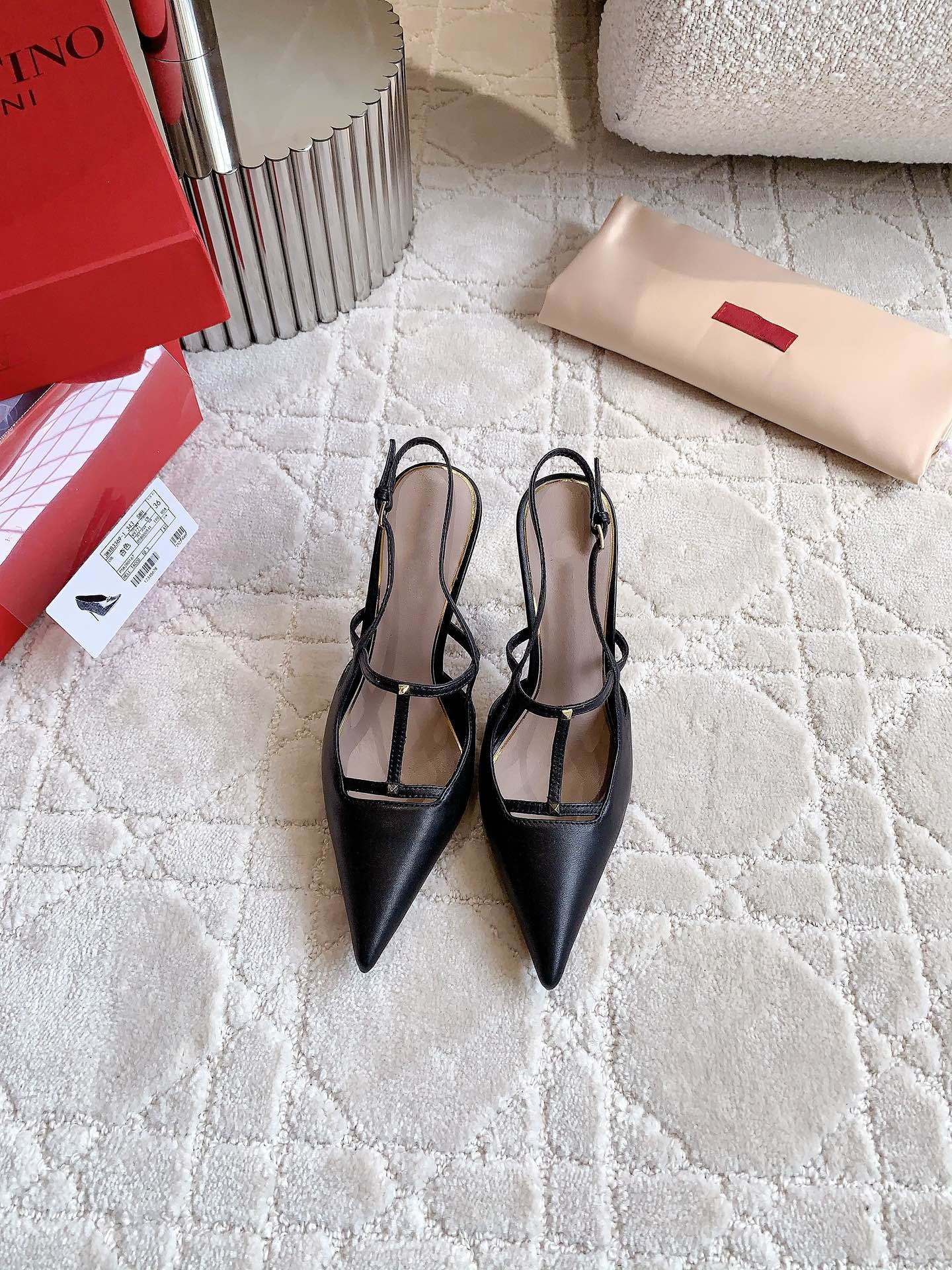 2 Rockstud Slingback 90mm Matte Black - 35