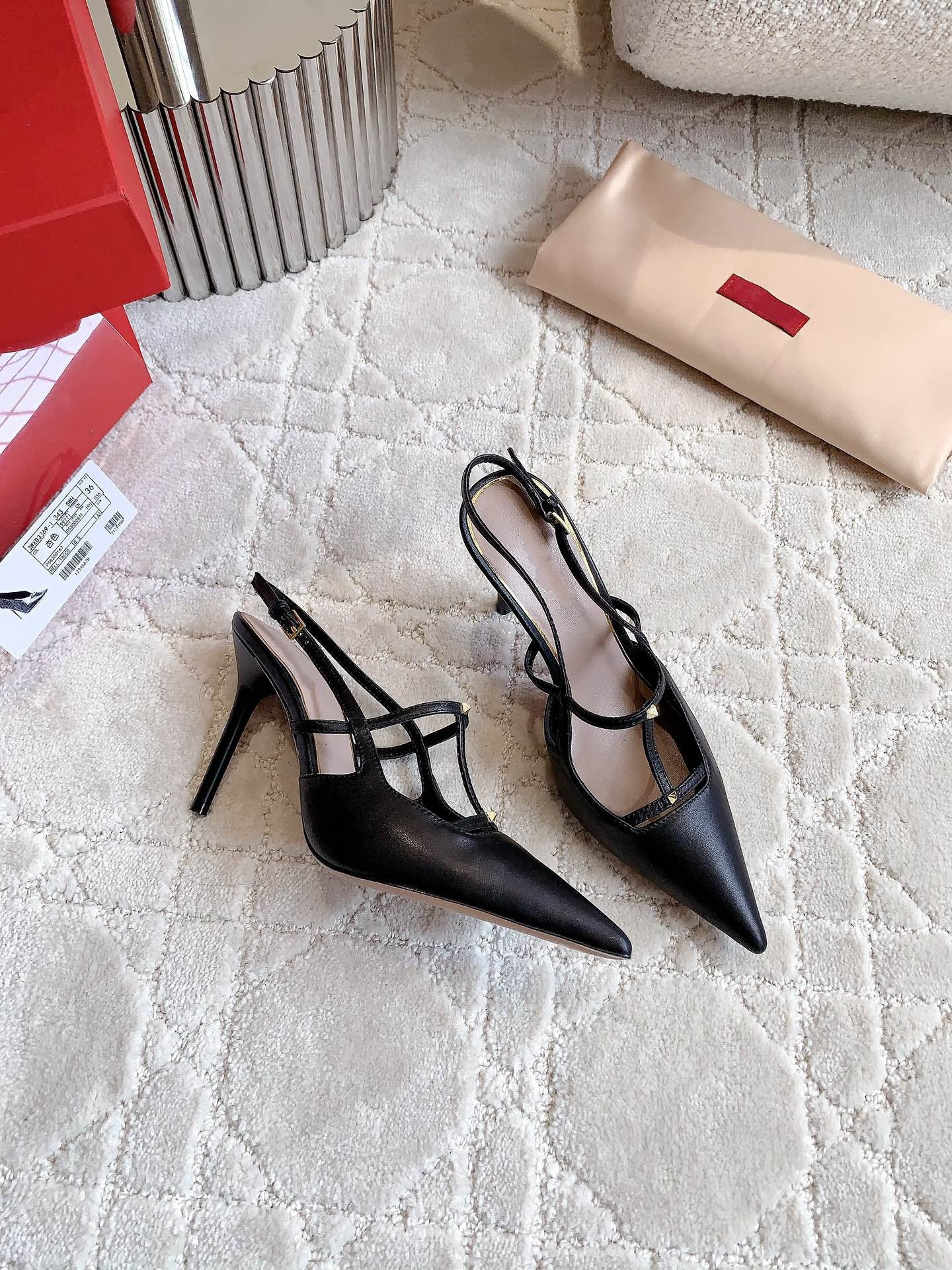 2 Rockstud Slingback 90mm Matte Black - 35