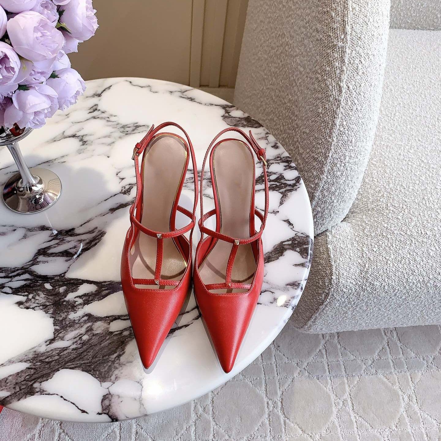 2 Rockstud Slingback 90mm Matte Red - 35