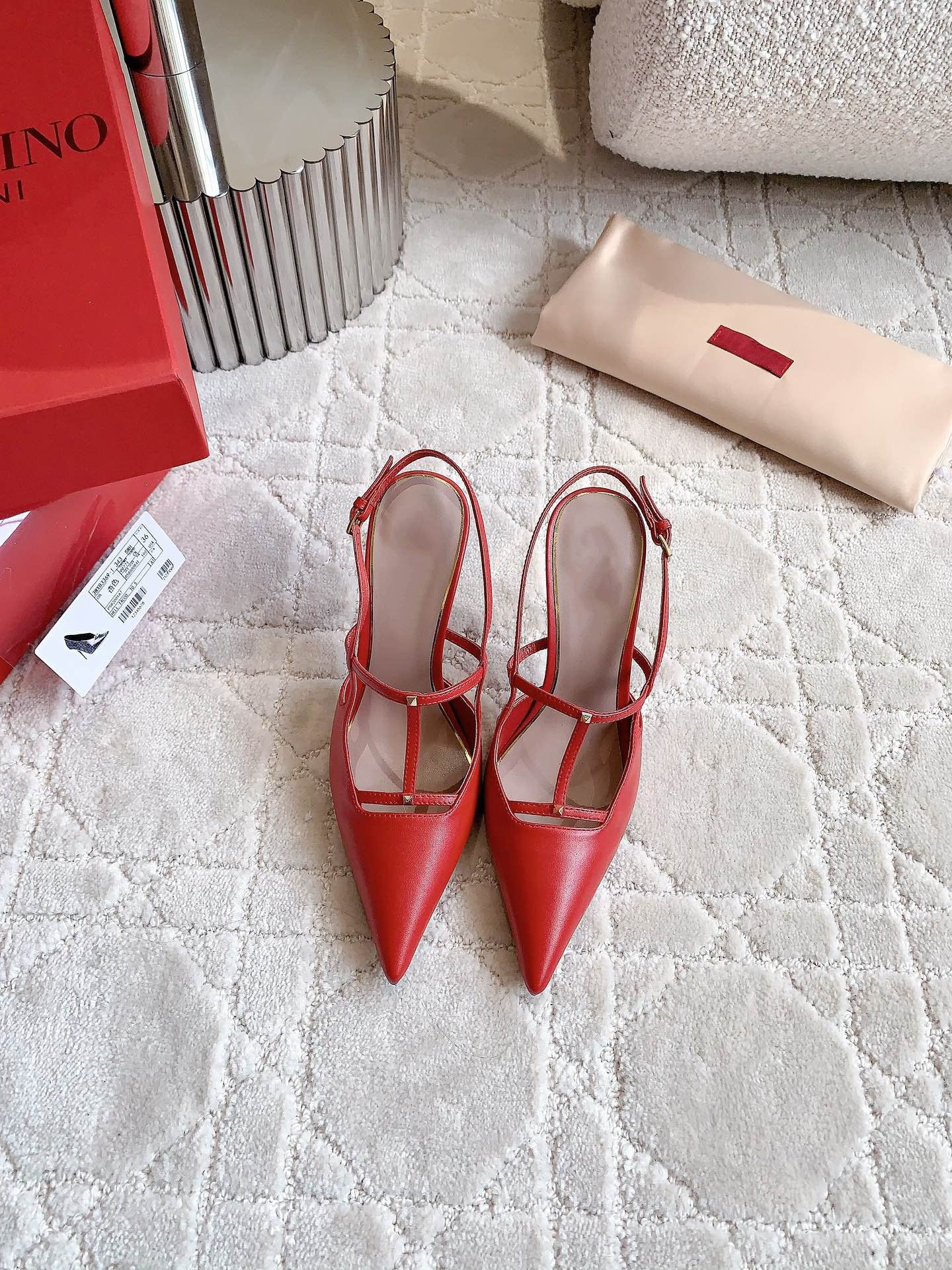 2 Rockstud Slingback 90mm Matte Red - 35