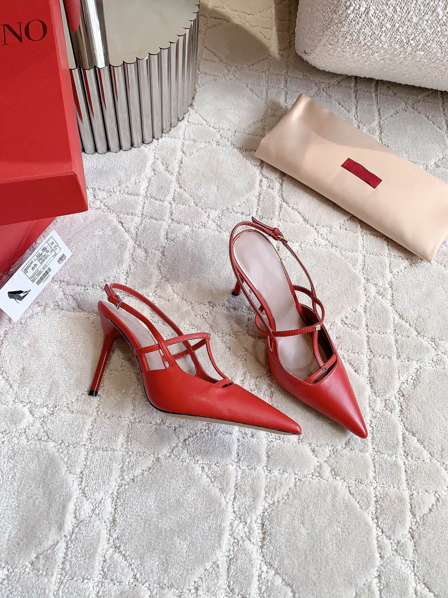 2 Rockstud Slingback 90mm Matte Red - 35
