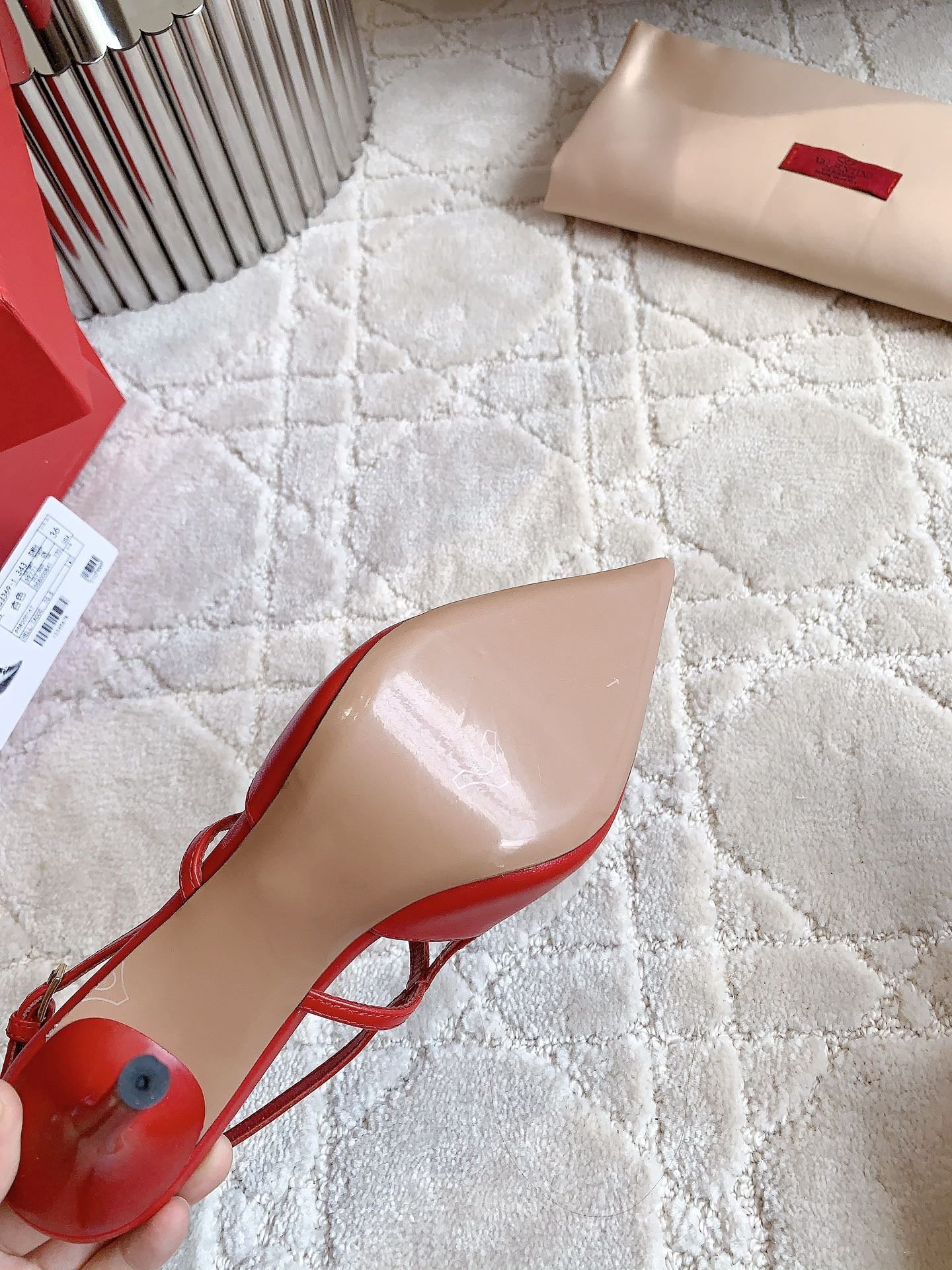 2 Rockstud Slingback 90mm Matte Red - 35