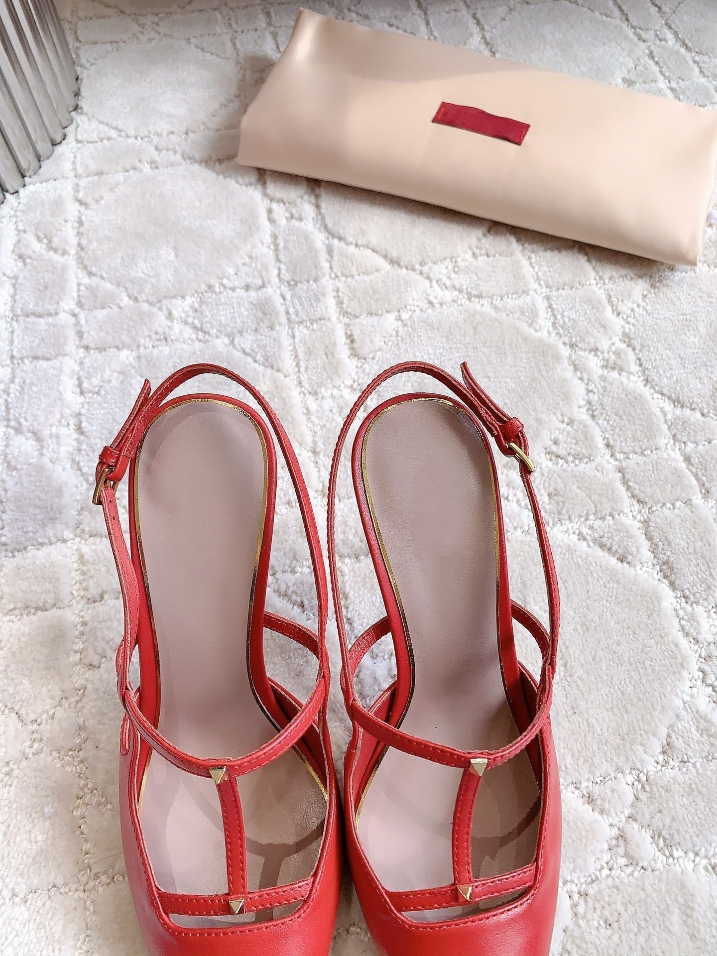 2 Rockstud Slingback 90mm Matte Red - 35