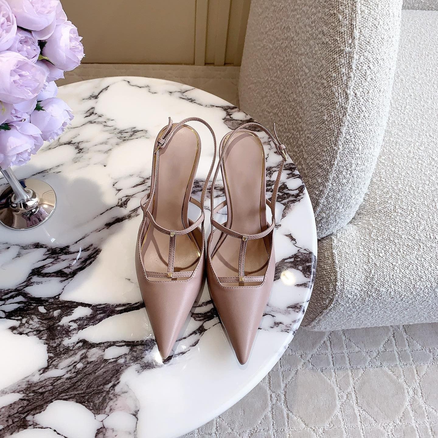 2 Rockstud Slingback 90mm Matte Rose Cannelle - 35