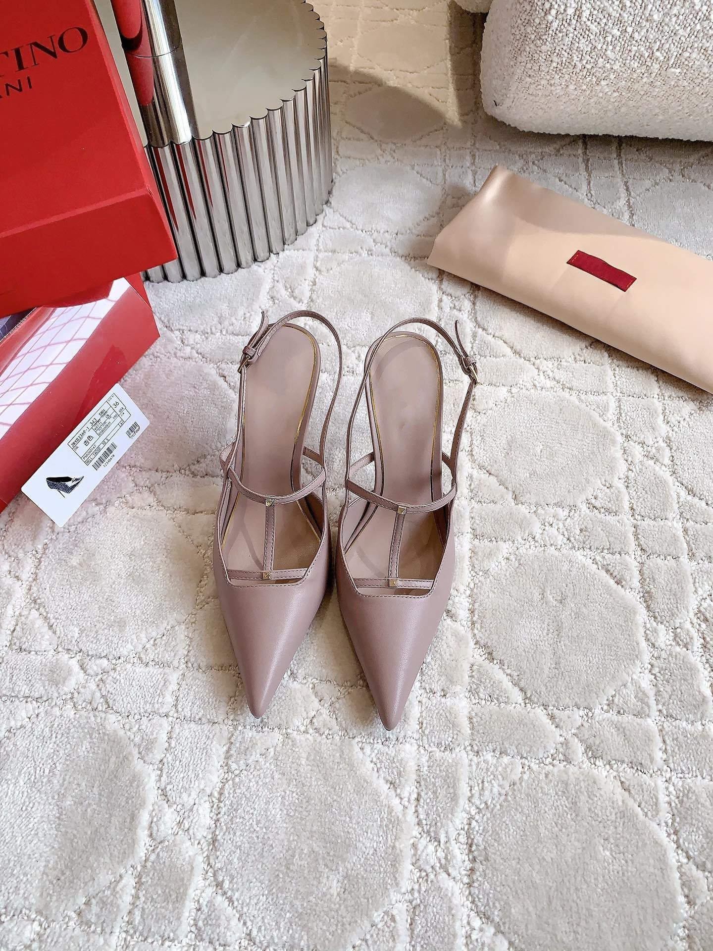 2 Rockstud Slingback 90mm Matte Rose Cannelle - 35