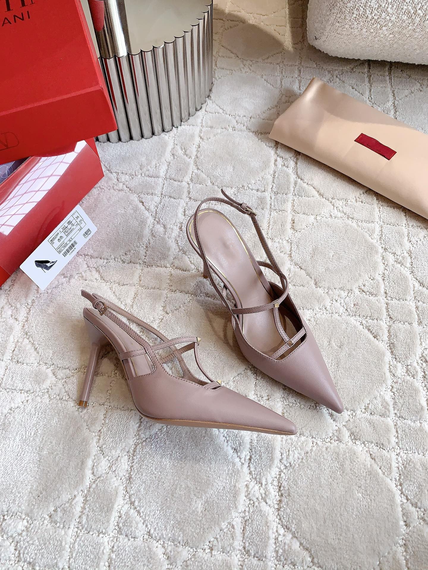2 Rockstud Slingback 90mm Matte Rose Cannelle - 35