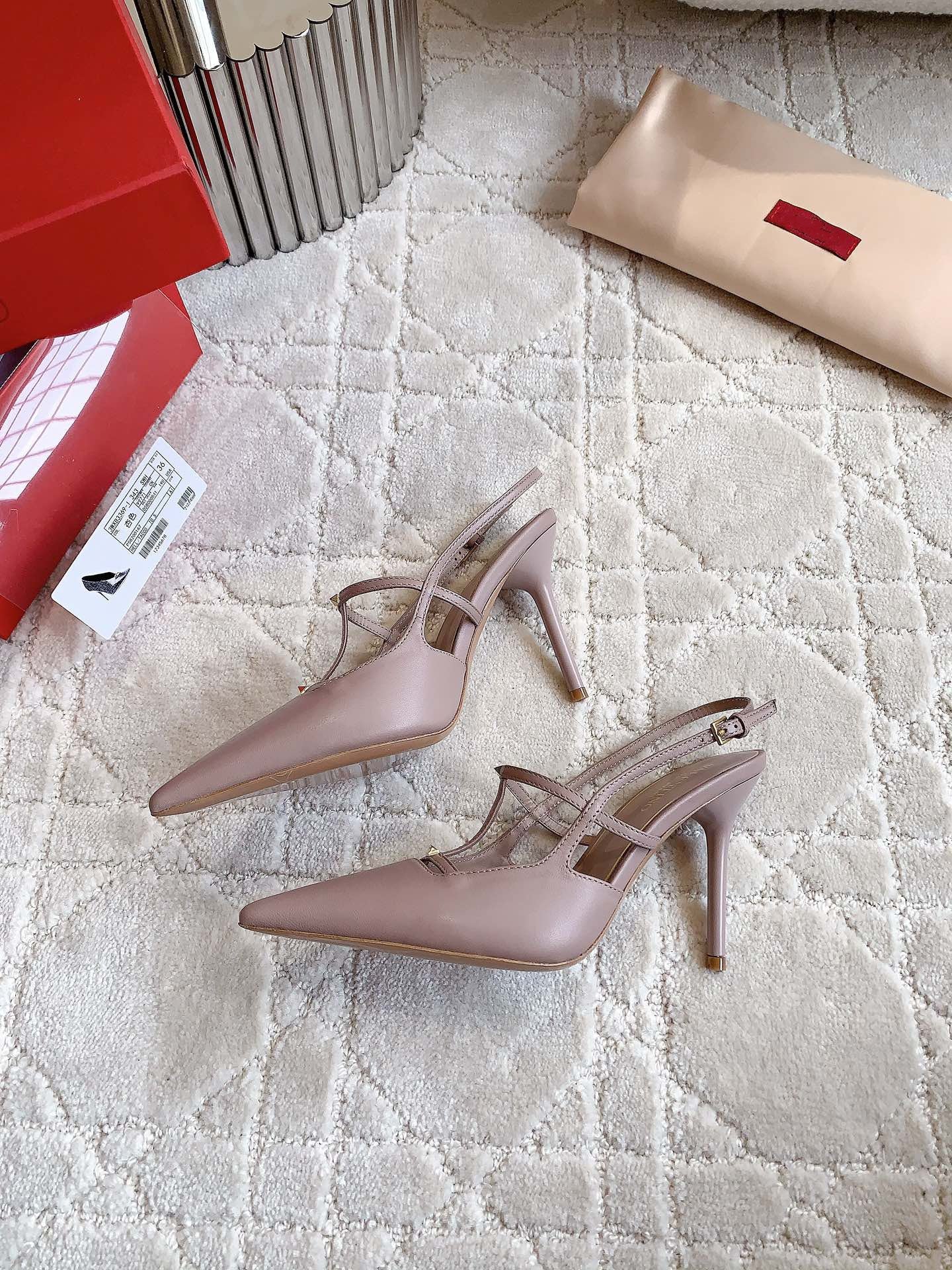 2 Rockstud Slingback 90mm Matte Rose Cannelle - 35