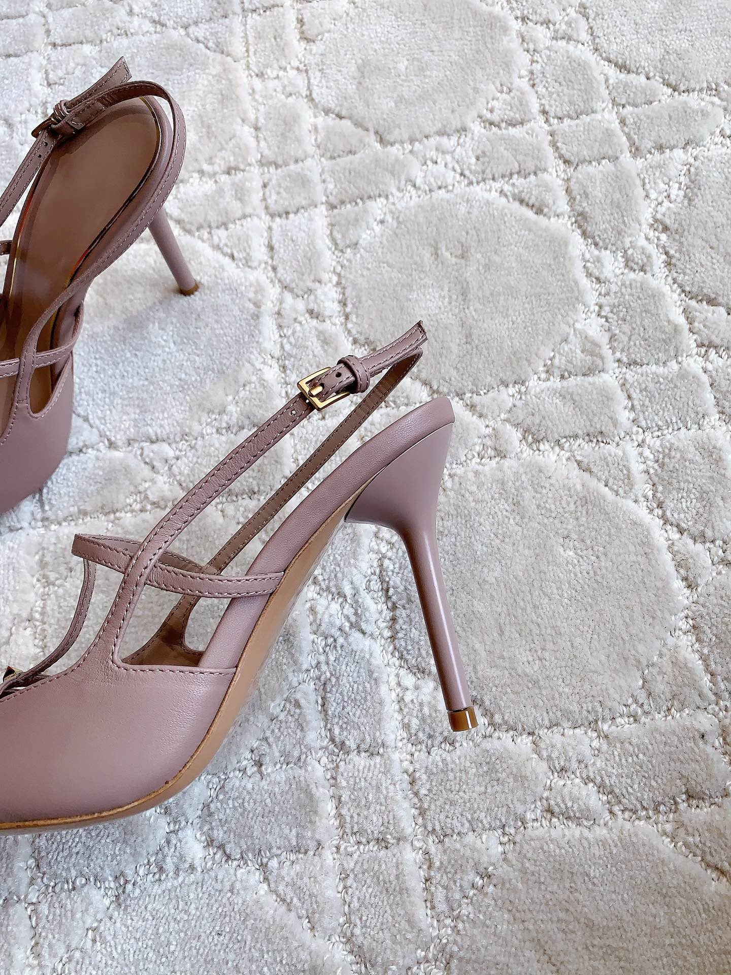 2 Rockstud Slingback 90mm Matte Rose Cannelle - 35