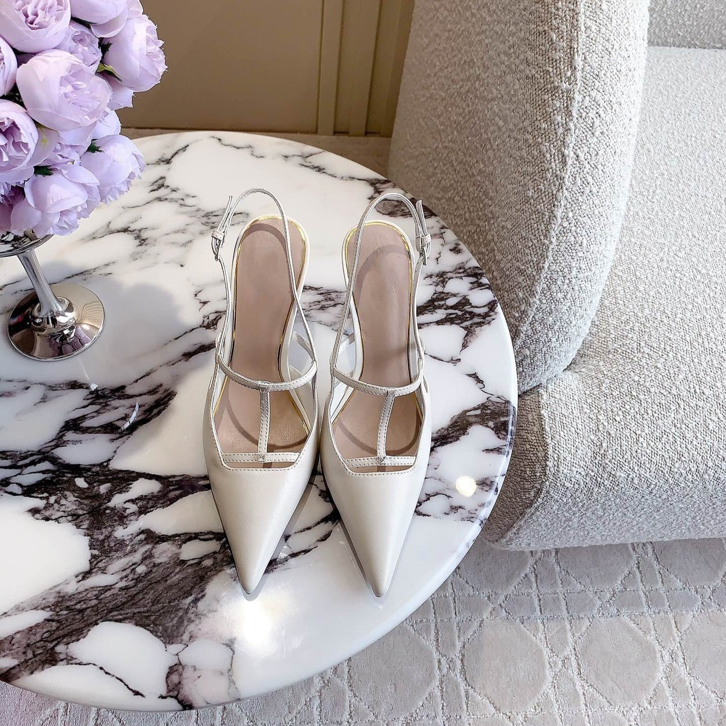 2 Rockstud Slingback 90mm Matte White - 35