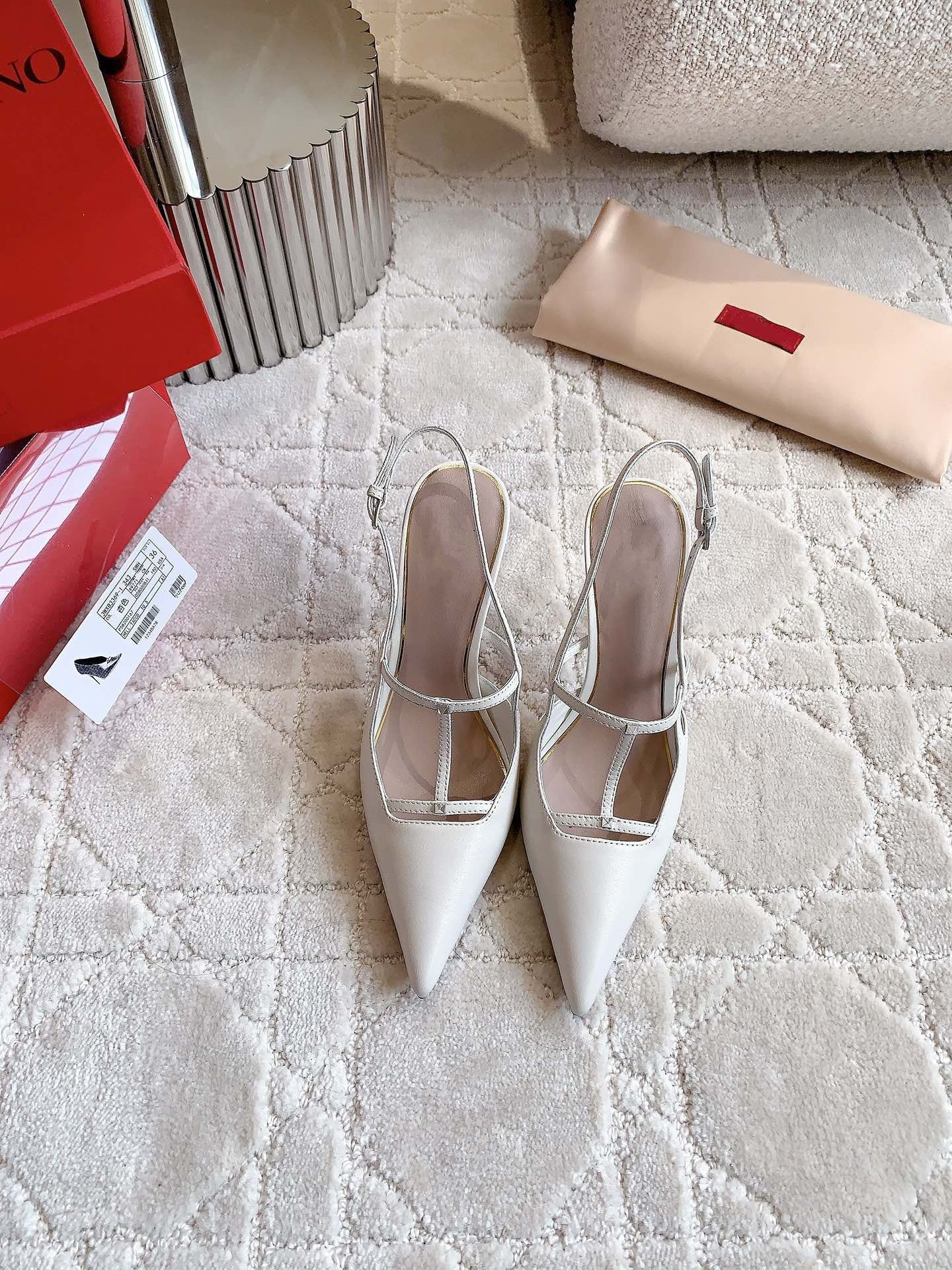 2 Rockstud Slingback 90mm Matte White - 35