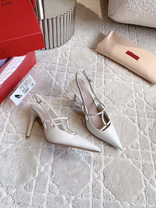2 Rockstud Slingback 90mm Matte White - 35
