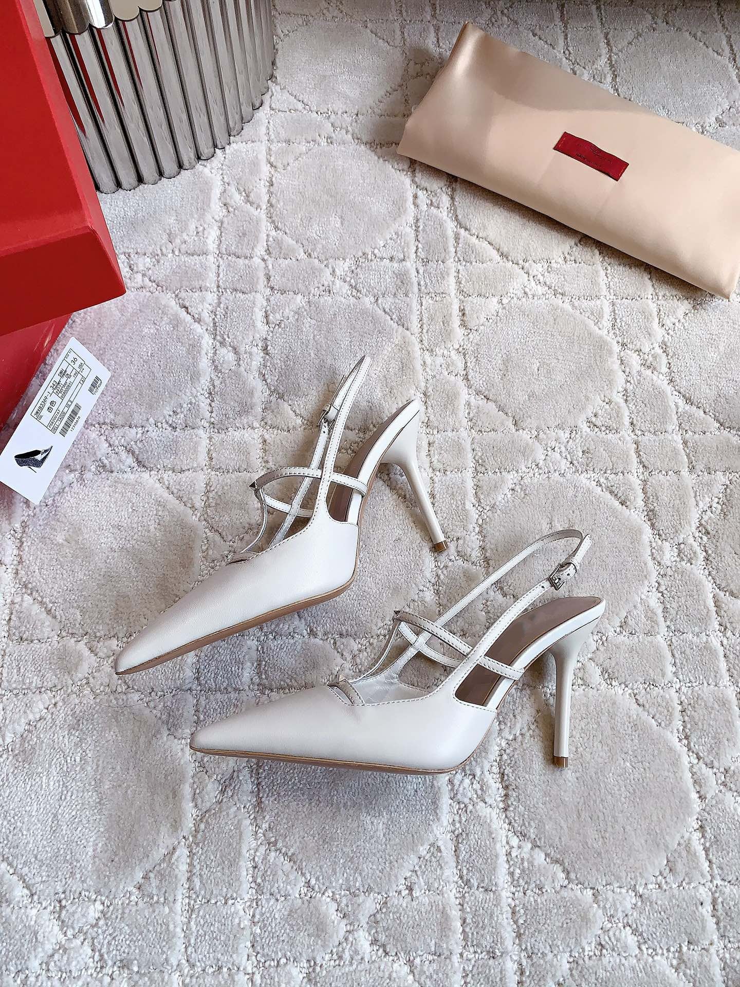 2 Rockstud Slingback 90mm Matte White - 35