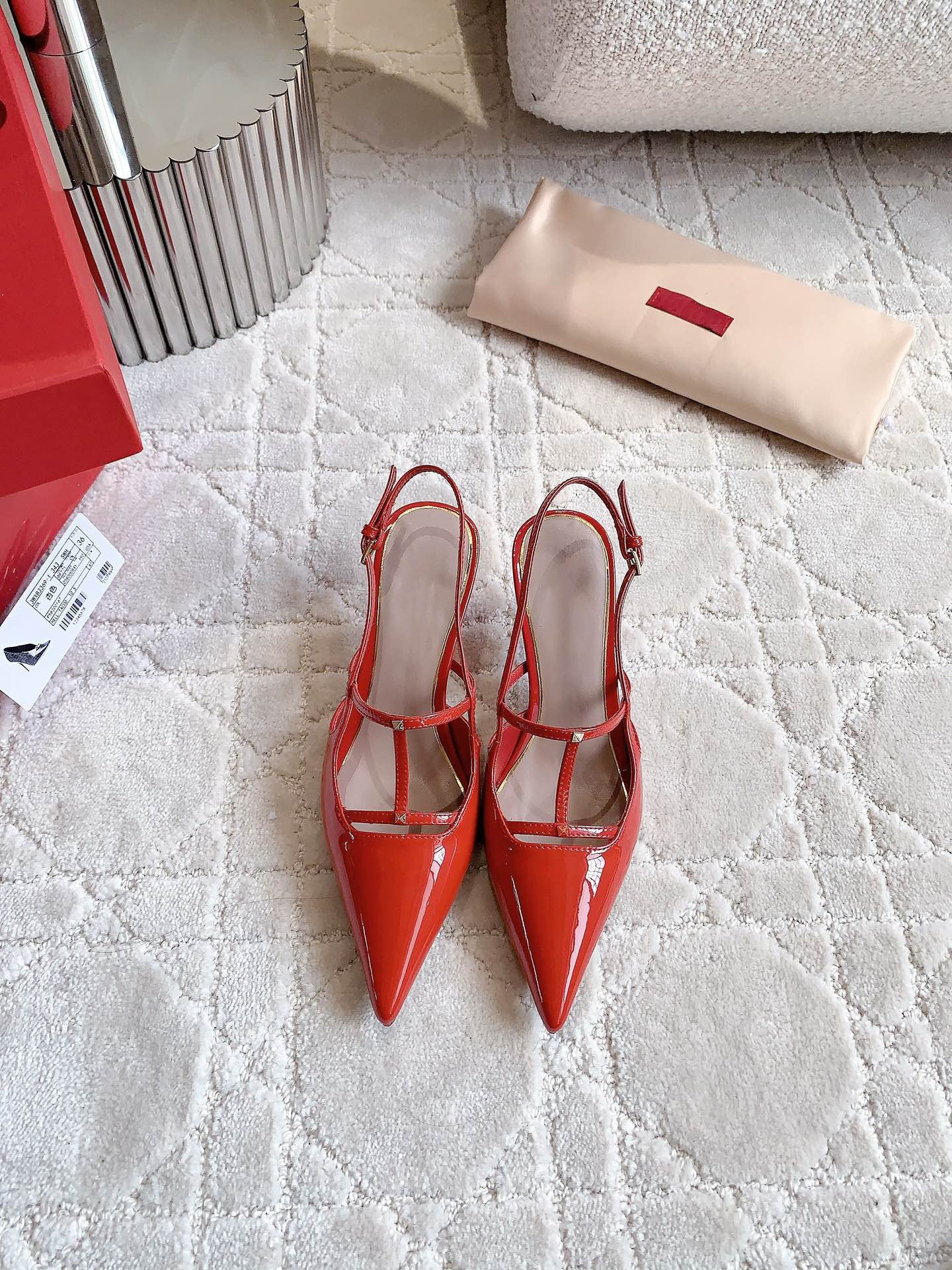 2 Rockstud Slingback 65mm Shiny Red - 35