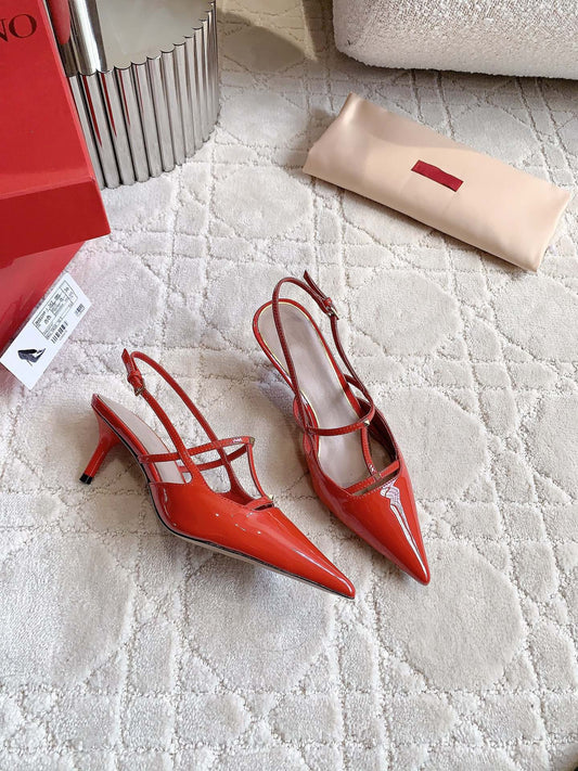2 Rockstud Slingback 65mm Shiny Red - 35