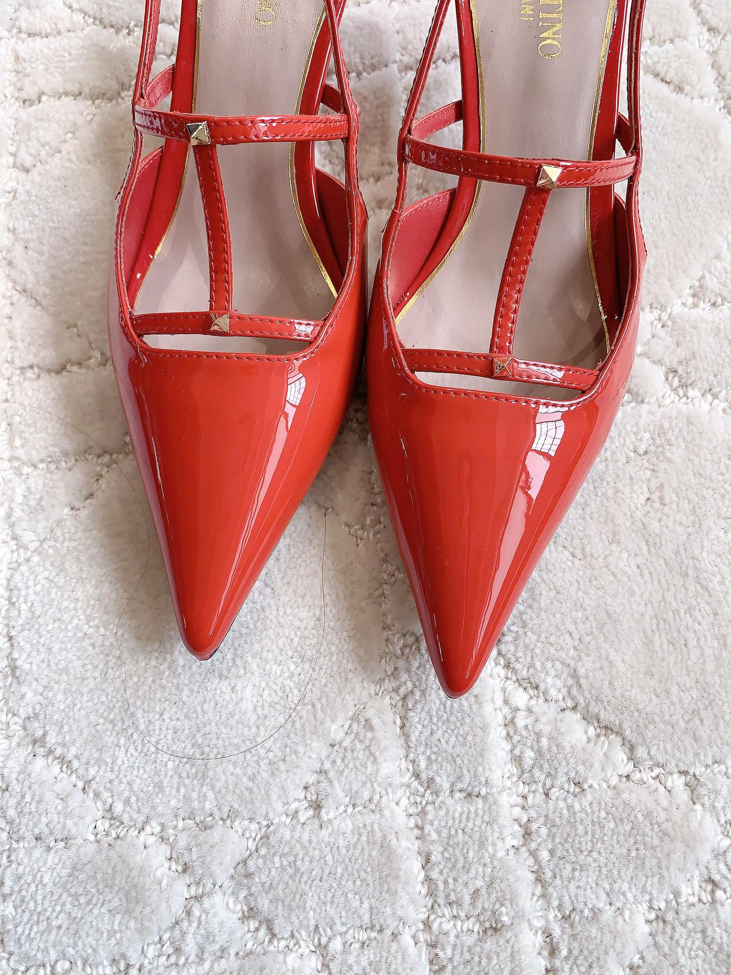 2 Rockstud Slingback 65mm Shiny Red - 35