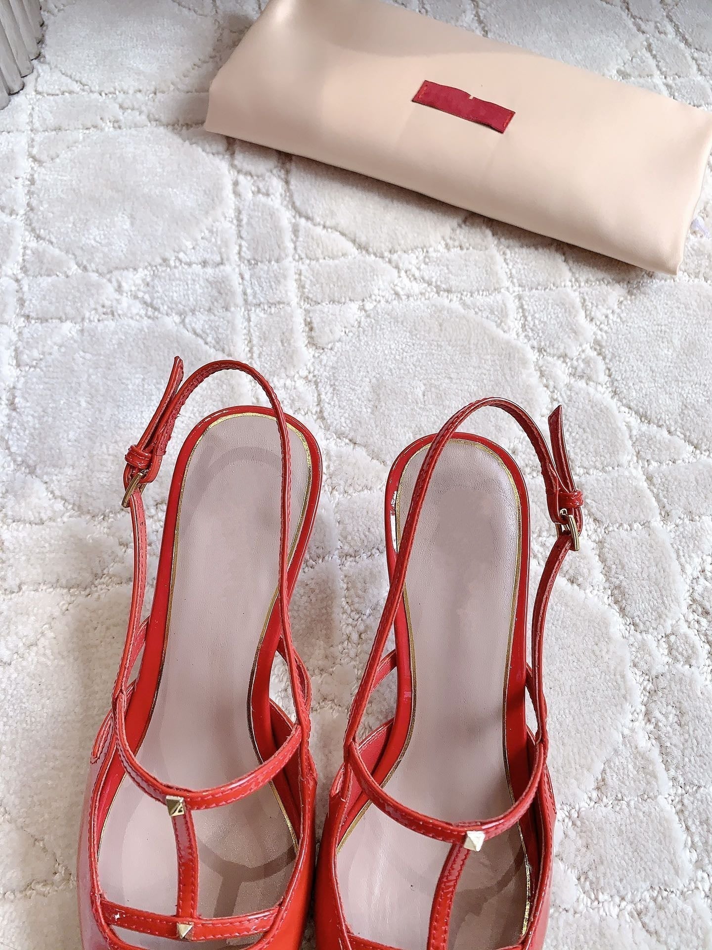 2 Rockstud Slingback 65mm Shiny Red - 35