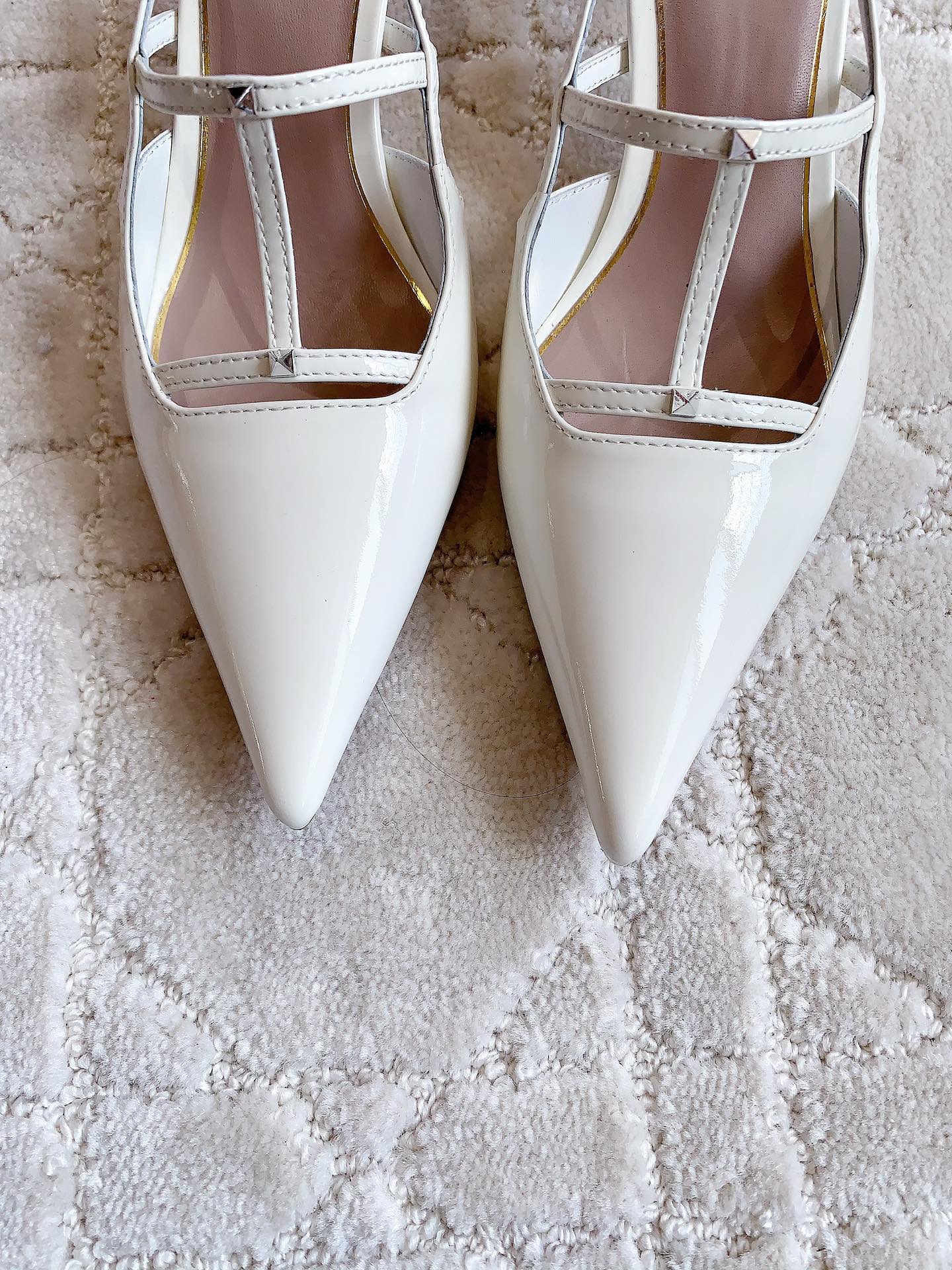 2 Rockstud Slingback 65mm Shiny White - 35