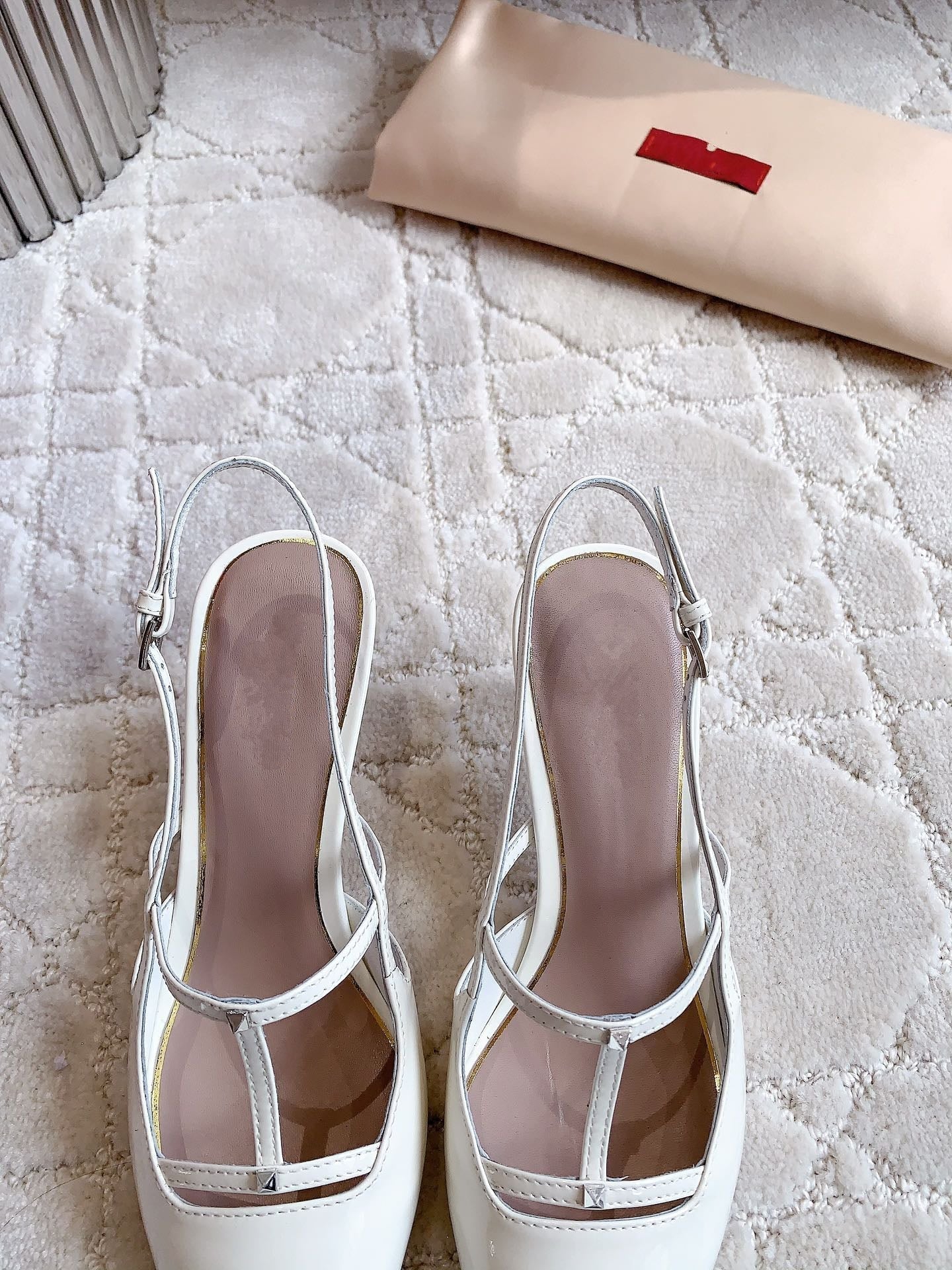 2 Rockstud Slingback 65mm Shiny White - 35