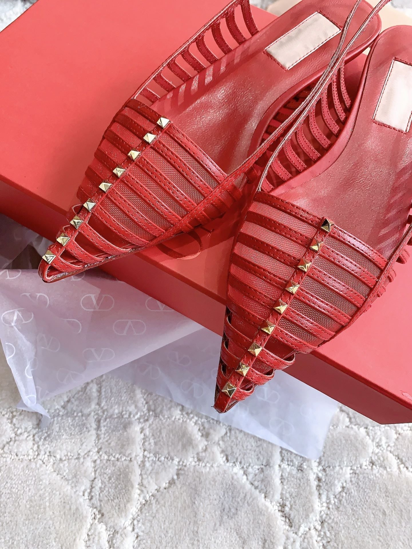 Mesh Slingback Ballerina Red - 35