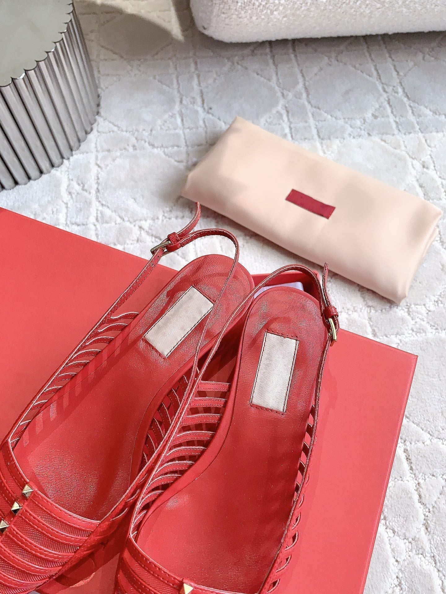 Mesh Slingback Ballerina Red - 35