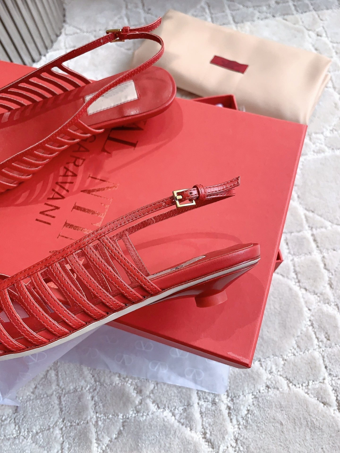 Mesh Slingback Ballerina Red - 35