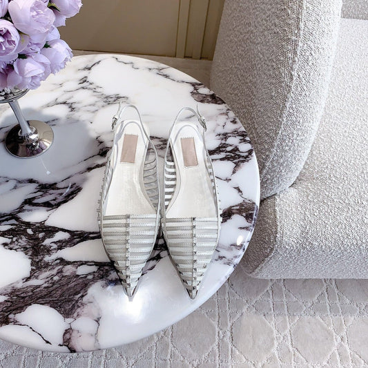 Mesh Slingback Ballerina White - 35