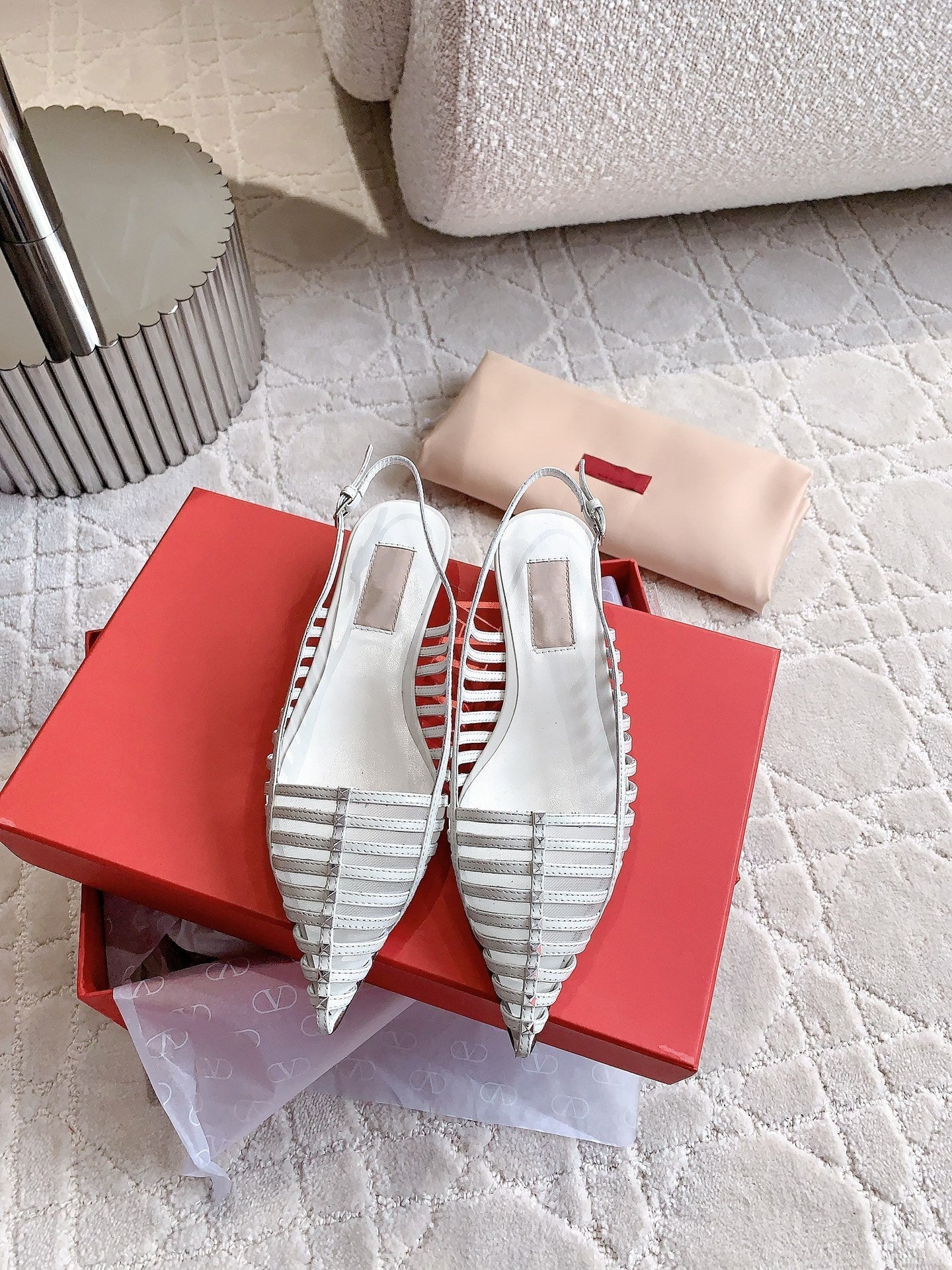 Mesh Slingback Ballerina White - 35