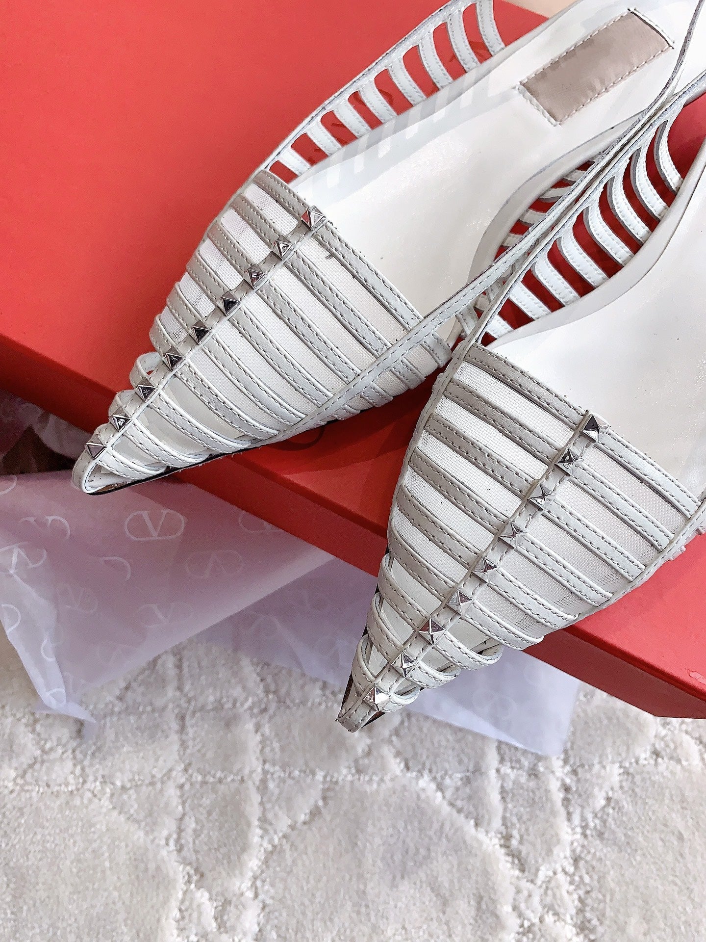 Mesh Slingback Ballerina White - 35