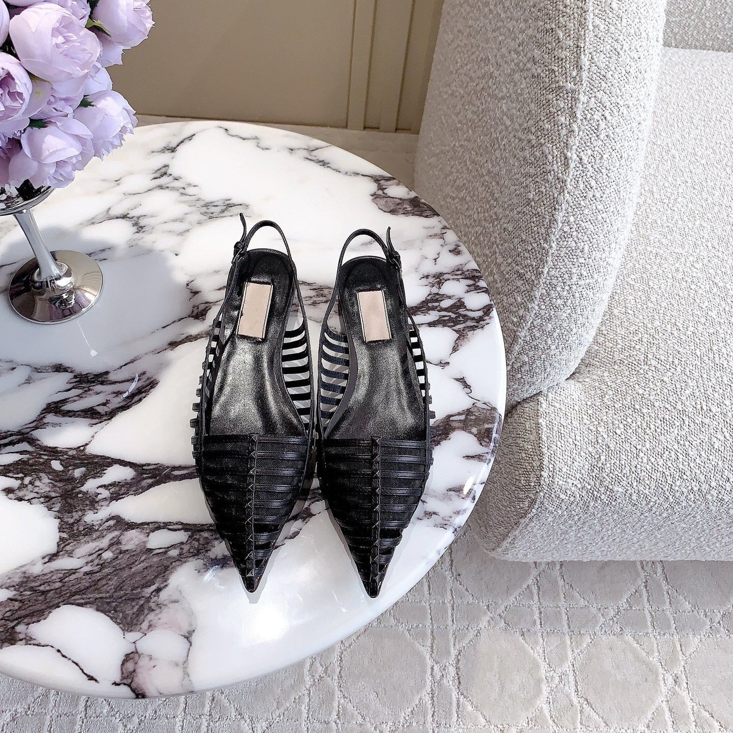 Mesh Slingback Ballerina Black - 35