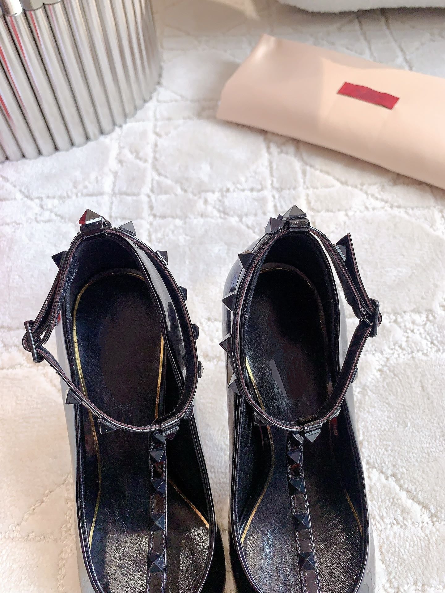 Rockstud TStrap 10cm Black - 35