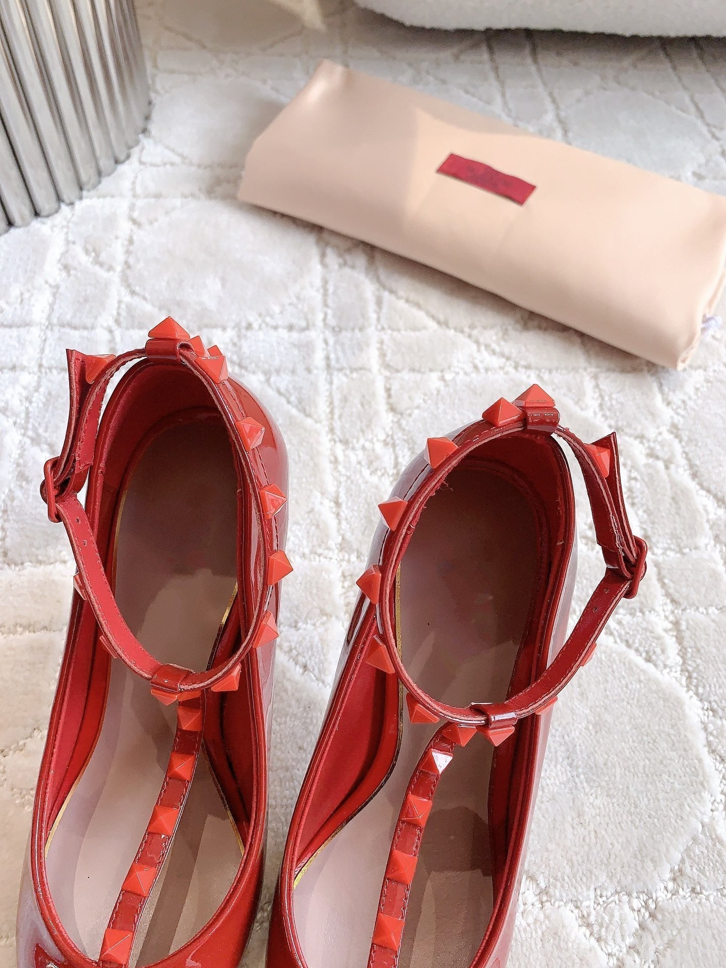 Rockstud TStrap 10cm Red - 35