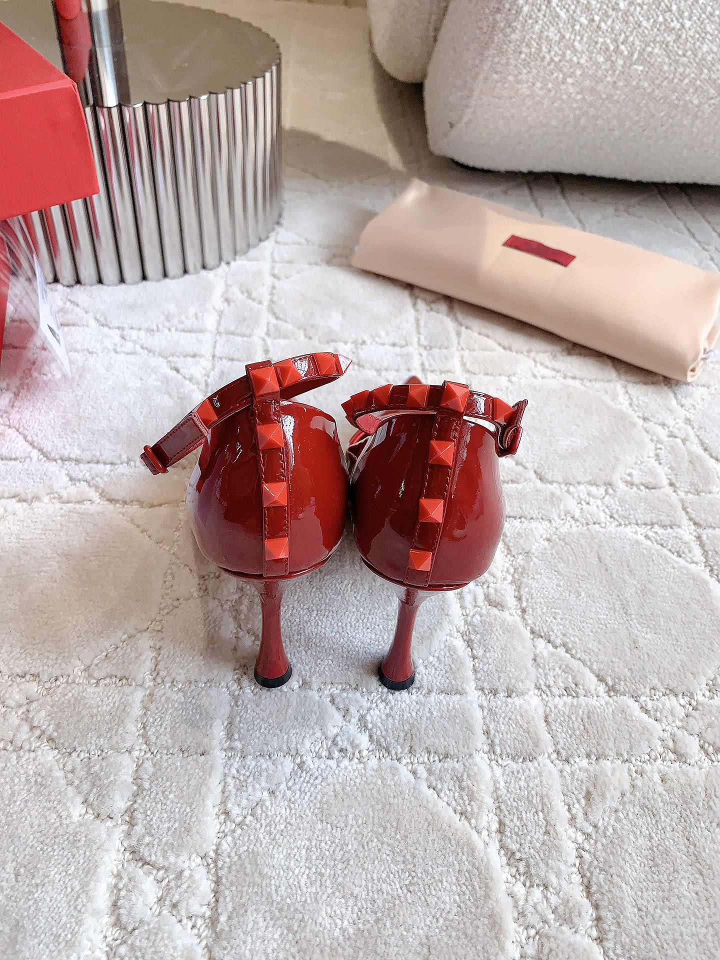 Rockstud TStrap 10cm Red - 35