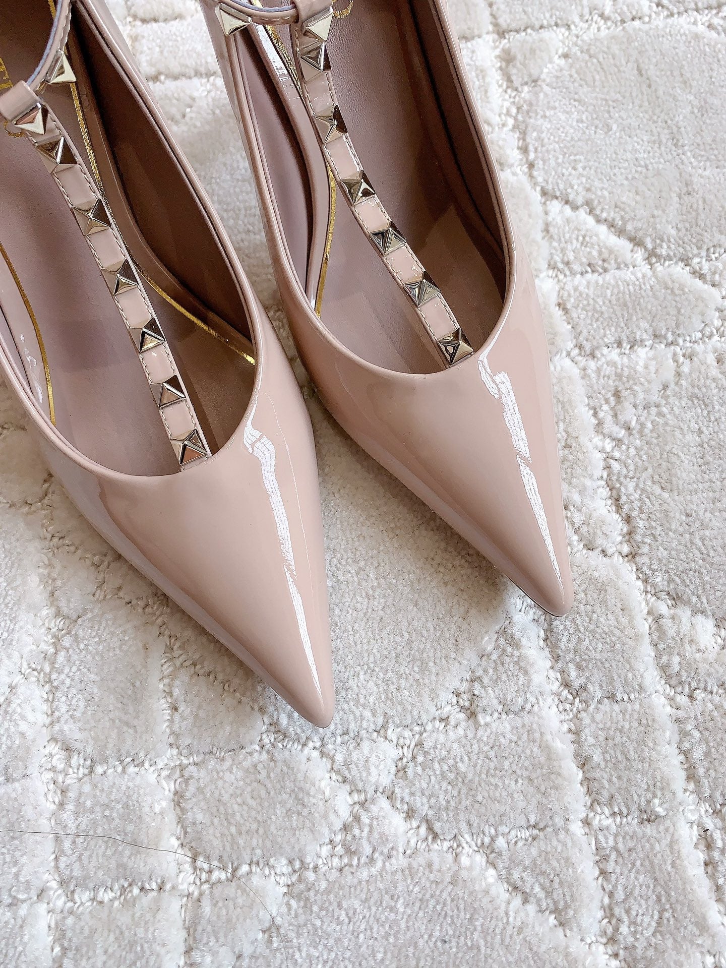 Rockstud TStrap 10cm Rose Cannelle - 35