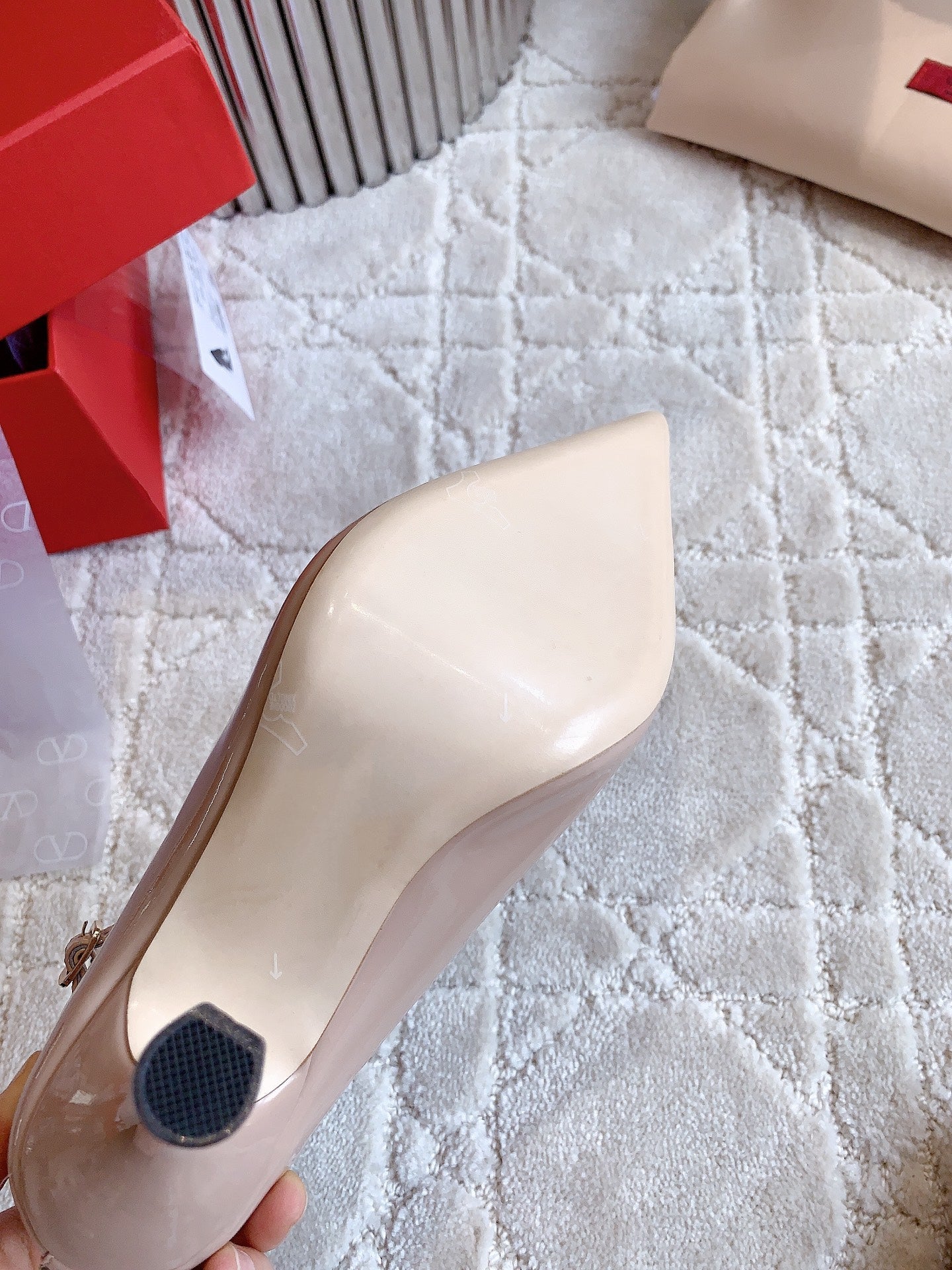 Rockstud TStrap 10cm Rose Cannelle - 35