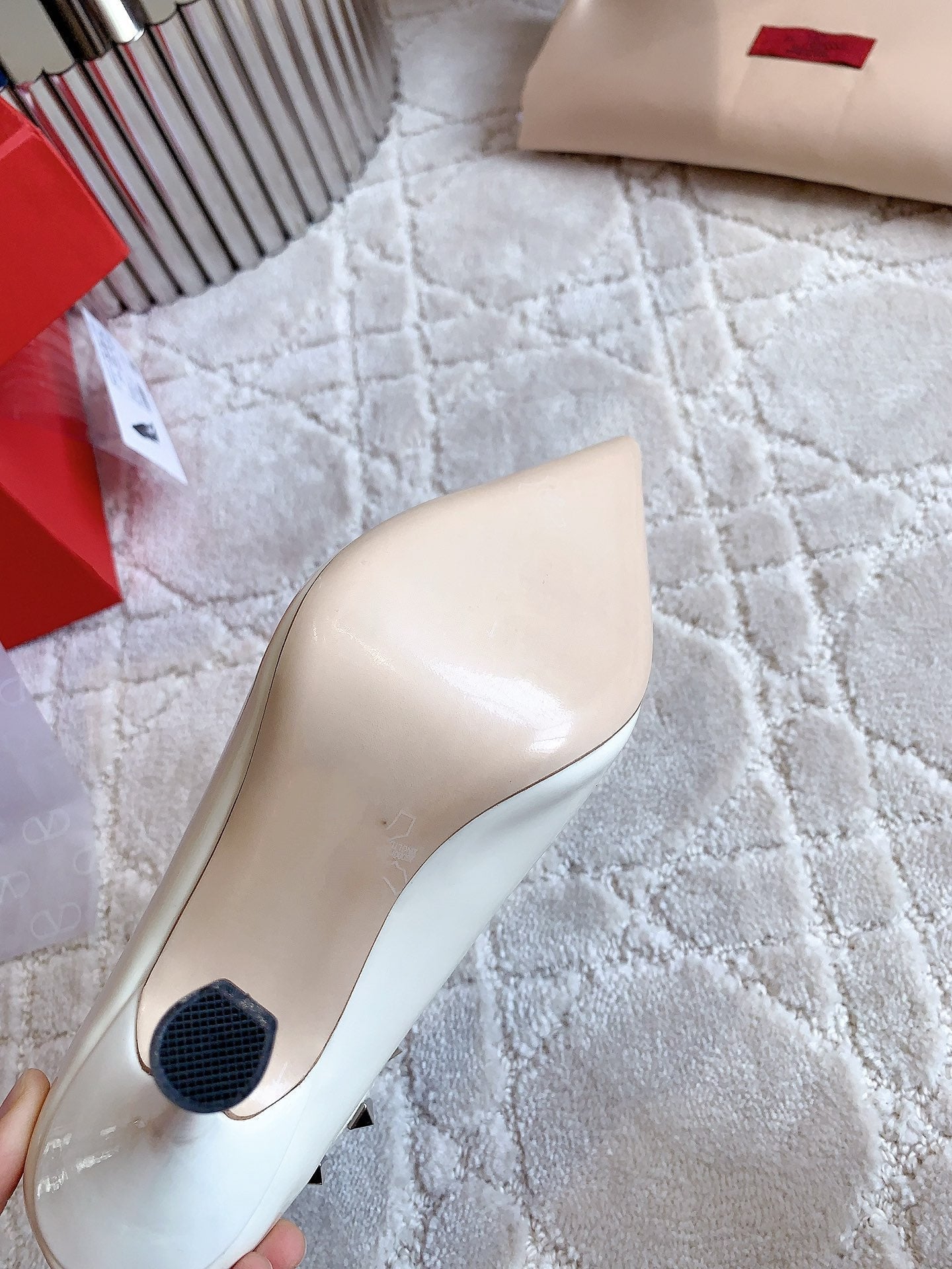 Rockstud TStrap 10cm White - 35