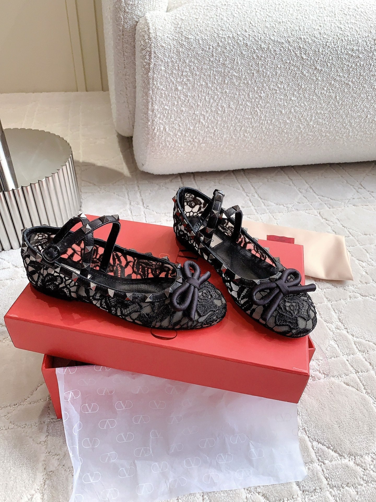 Rockstud Mesh Ballerina Black - 35