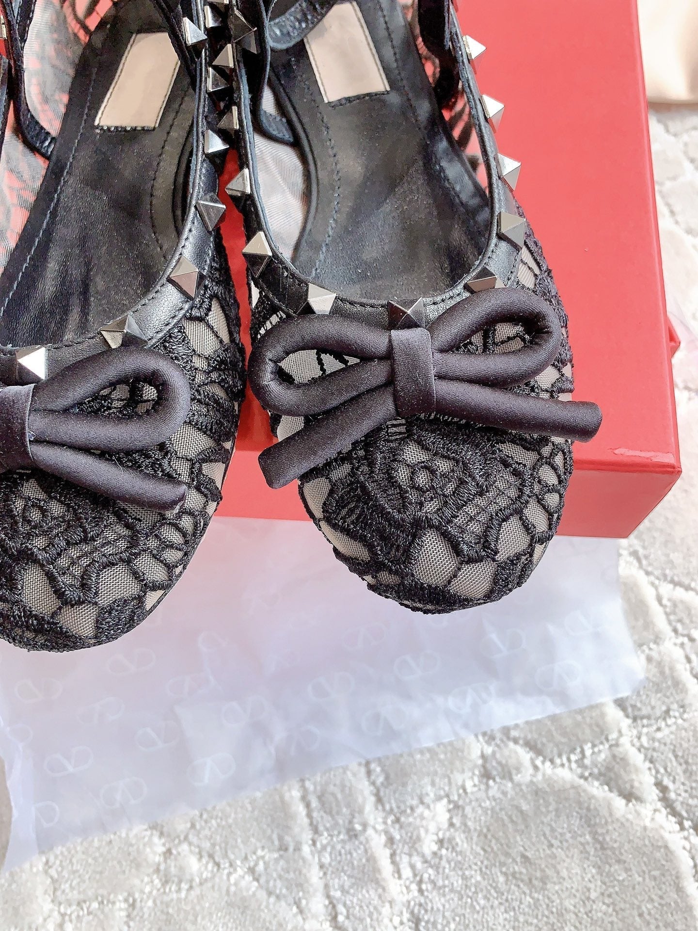 Rockstud Mesh Ballerina Black - 35