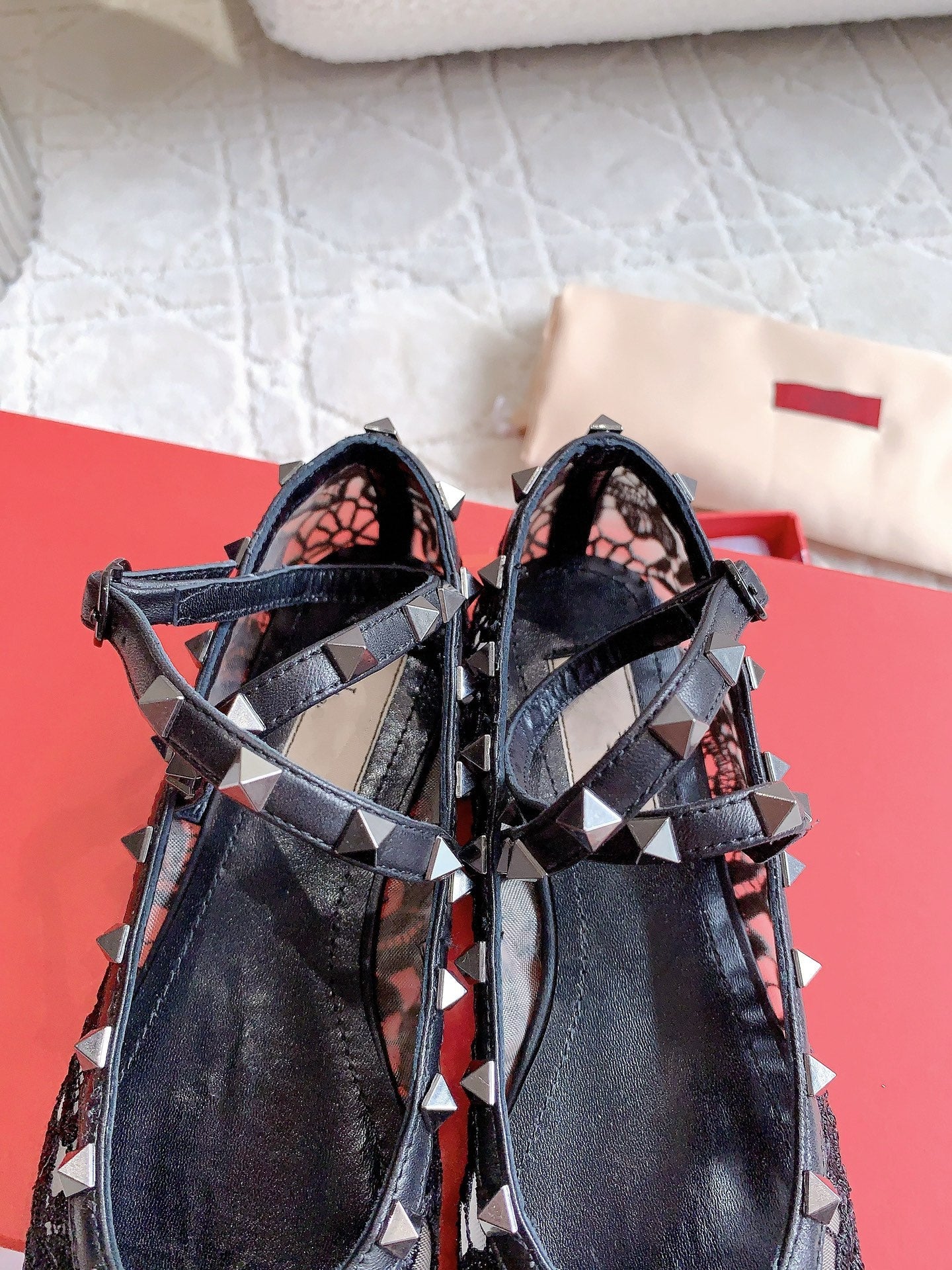 Rockstud Mesh Ballerina Black - 35