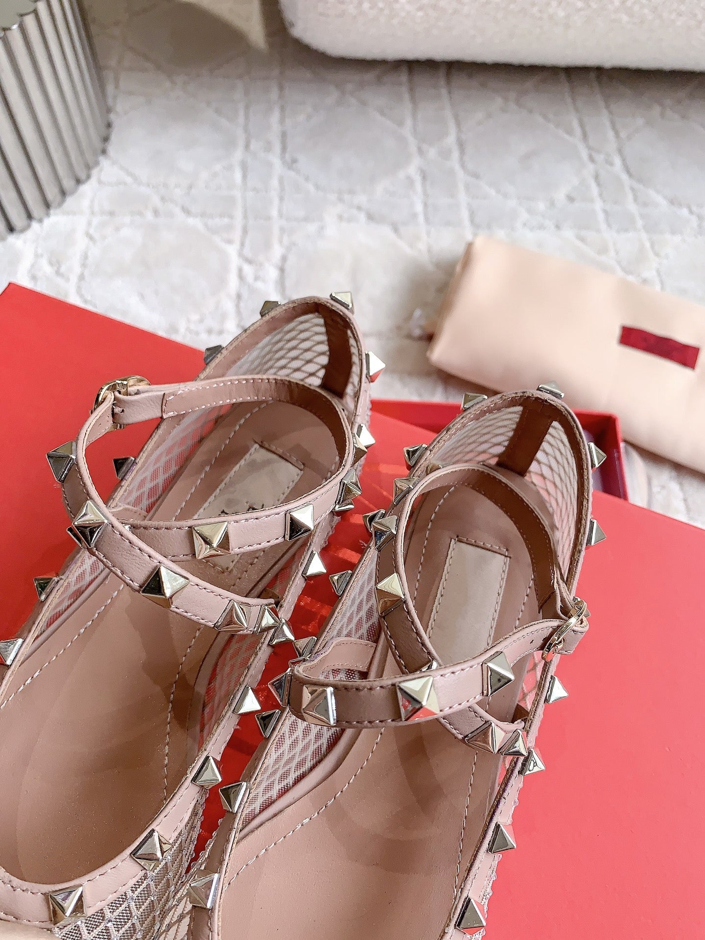 Rockstud Mesh Ballerina Rose Cannelle With Crystals - 35