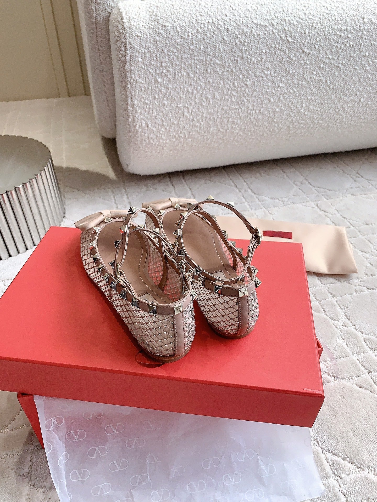 Rockstud Mesh Ballerina Rose Cannelle With Crystals - 35