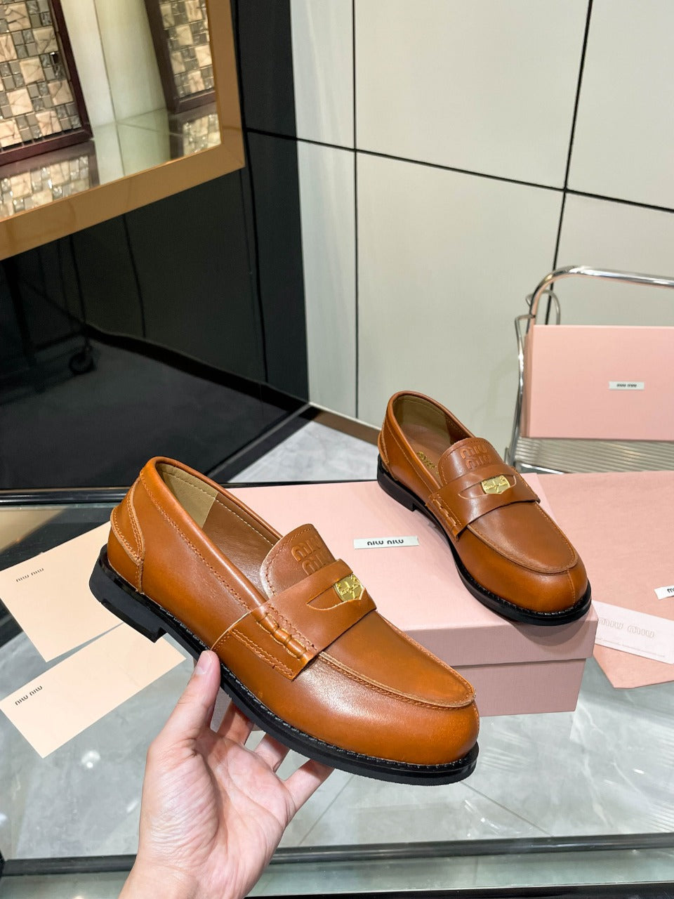 PENNY LOAFERS IN BRONZE BROWN CALFSKIN - 35